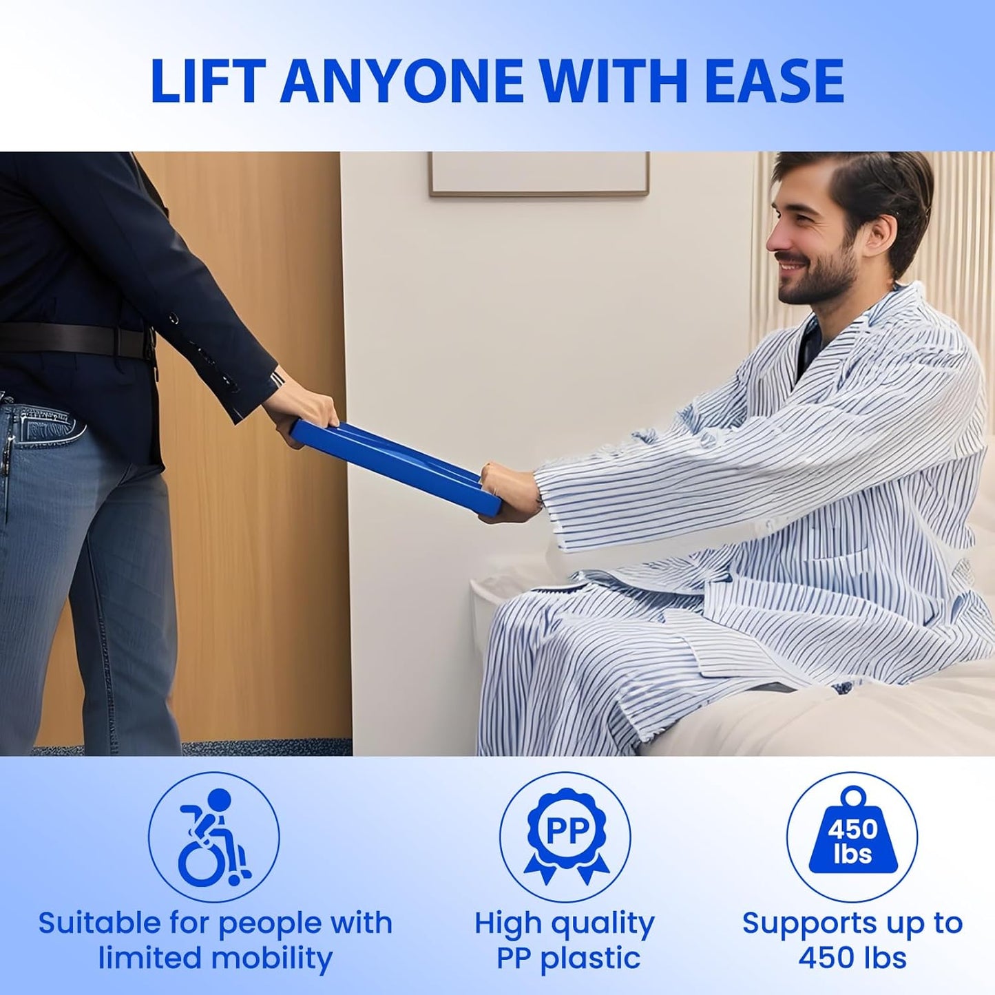Lift Assist Standing Aid for Elderly: Portable Lift Aid Bar with No-Slip Grip Handle - Standing Aids & Supports Up to 450 lbs - Lifting Assists device to Transfer Elderly, Seniors, Handicap & Patients
