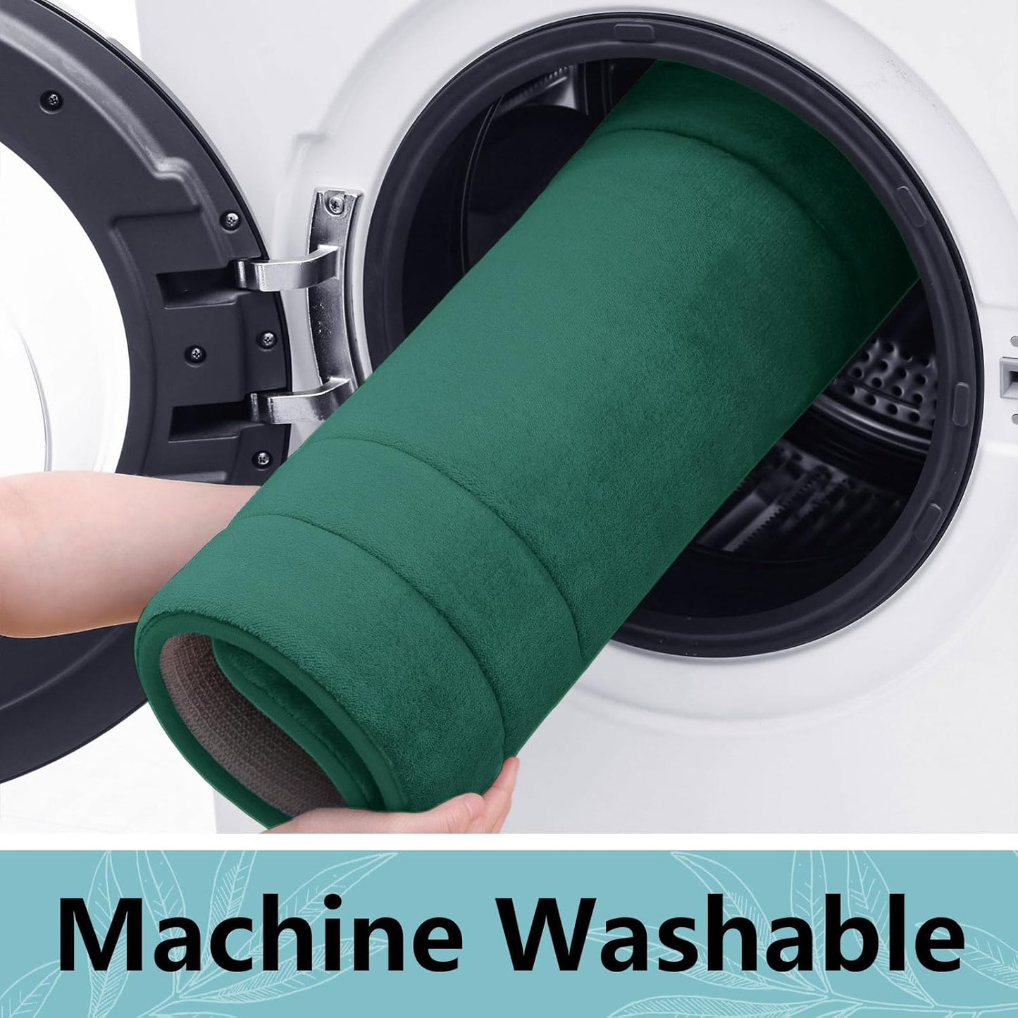 Arotive Memory Foam Bathroom Rug Mat 24x16, Ultra Soft and Absorbent Bath Mat, Machine Wash Dry, Comfortable Bath Rug Carpet for Bathroom Floor, Tub and Shower, Dark Green