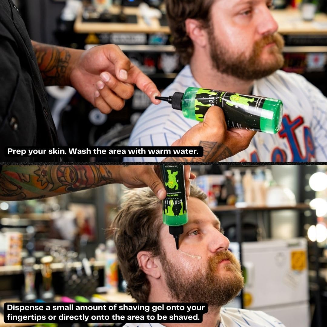 Non-Foaming Shave Gel for Men - Professional Barber-Grade Shaving Gel, Moisturizing & Skin Replenishing, Smooth Close Shave. 6.8 oz, Sandalwood scent