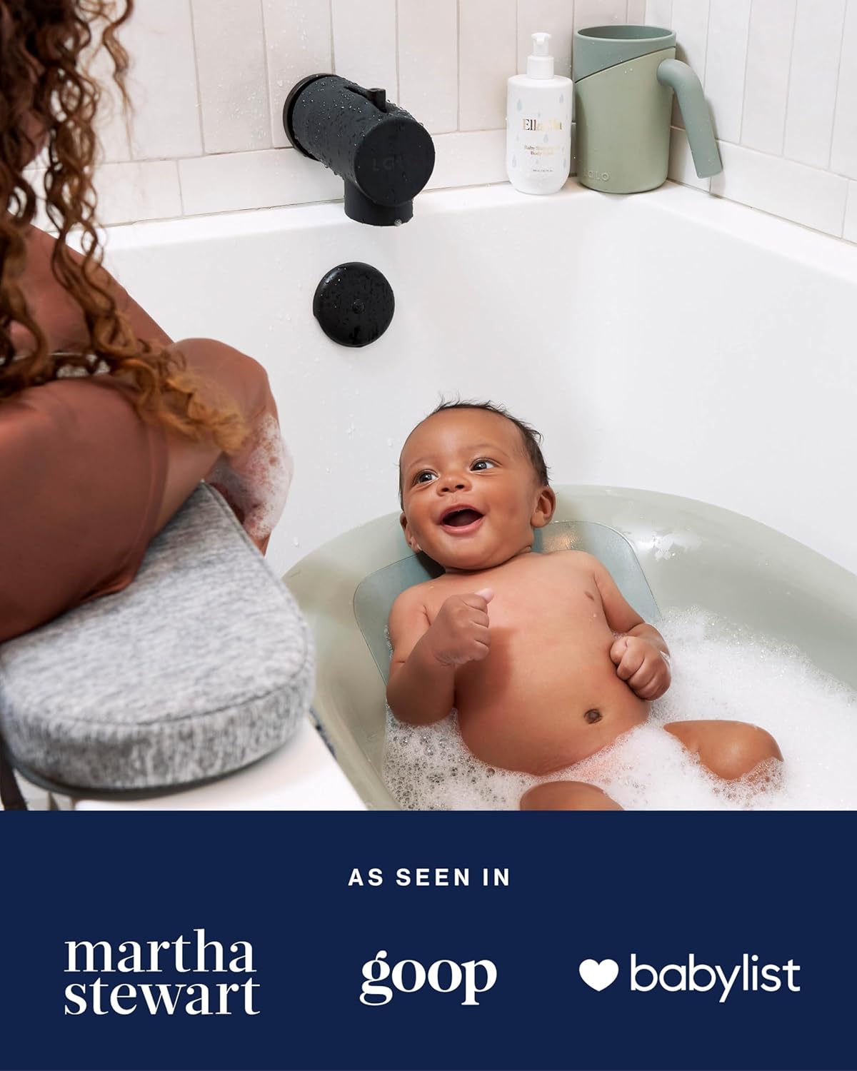 Lalo Knee & Elbow Saver - Foldable Padded Cushions for Bathtime, Quick-Dry, Suction Cups for Stability, Bath Kneeler and Elbow Rest Pad Set 17 x 11.5 in Knee Pad & 16 x 4.5 in Elbow Pad - Heather Grey