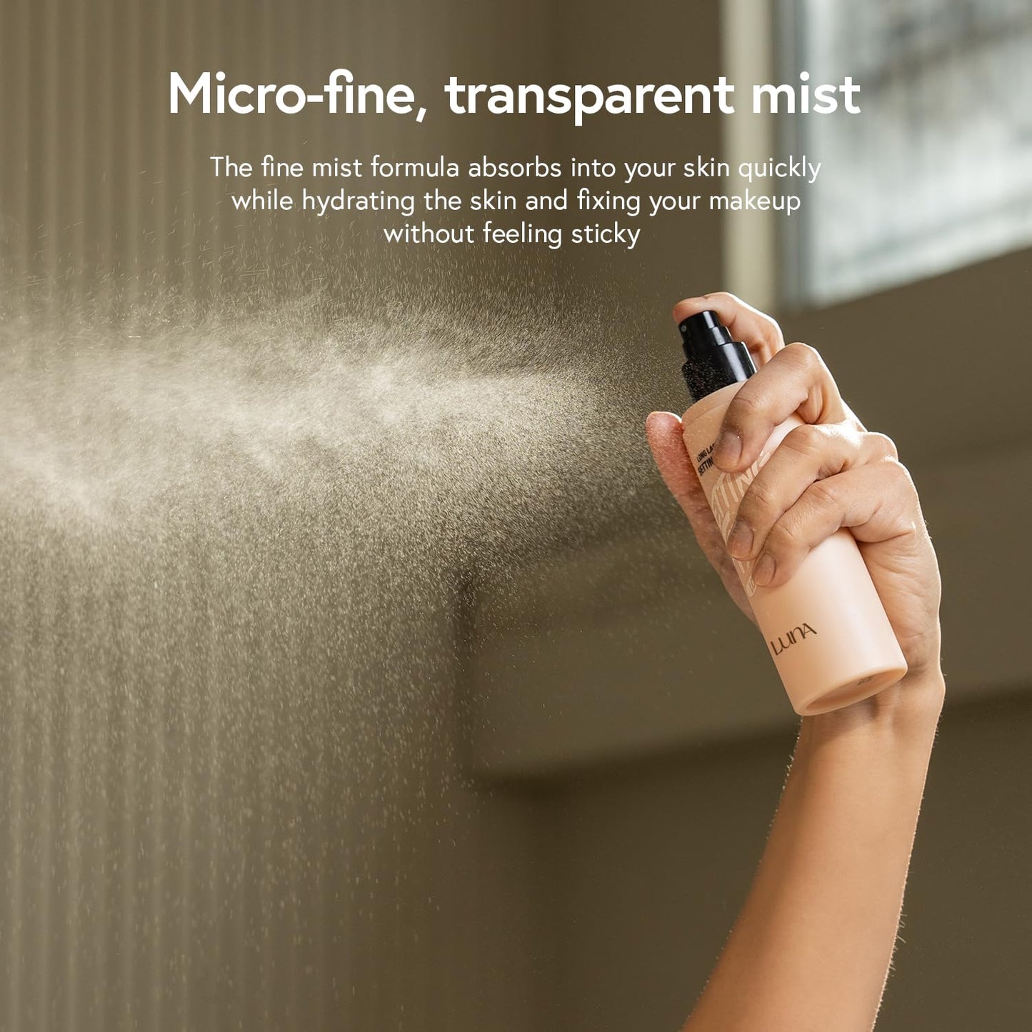 LUNA Long Lasting Setting Fixer Spray 3.3 fl oz, Weightless with Micro-Fine Mist, Natural Finish, Non-Drying Formula for All Skin Types, Korean Makeup