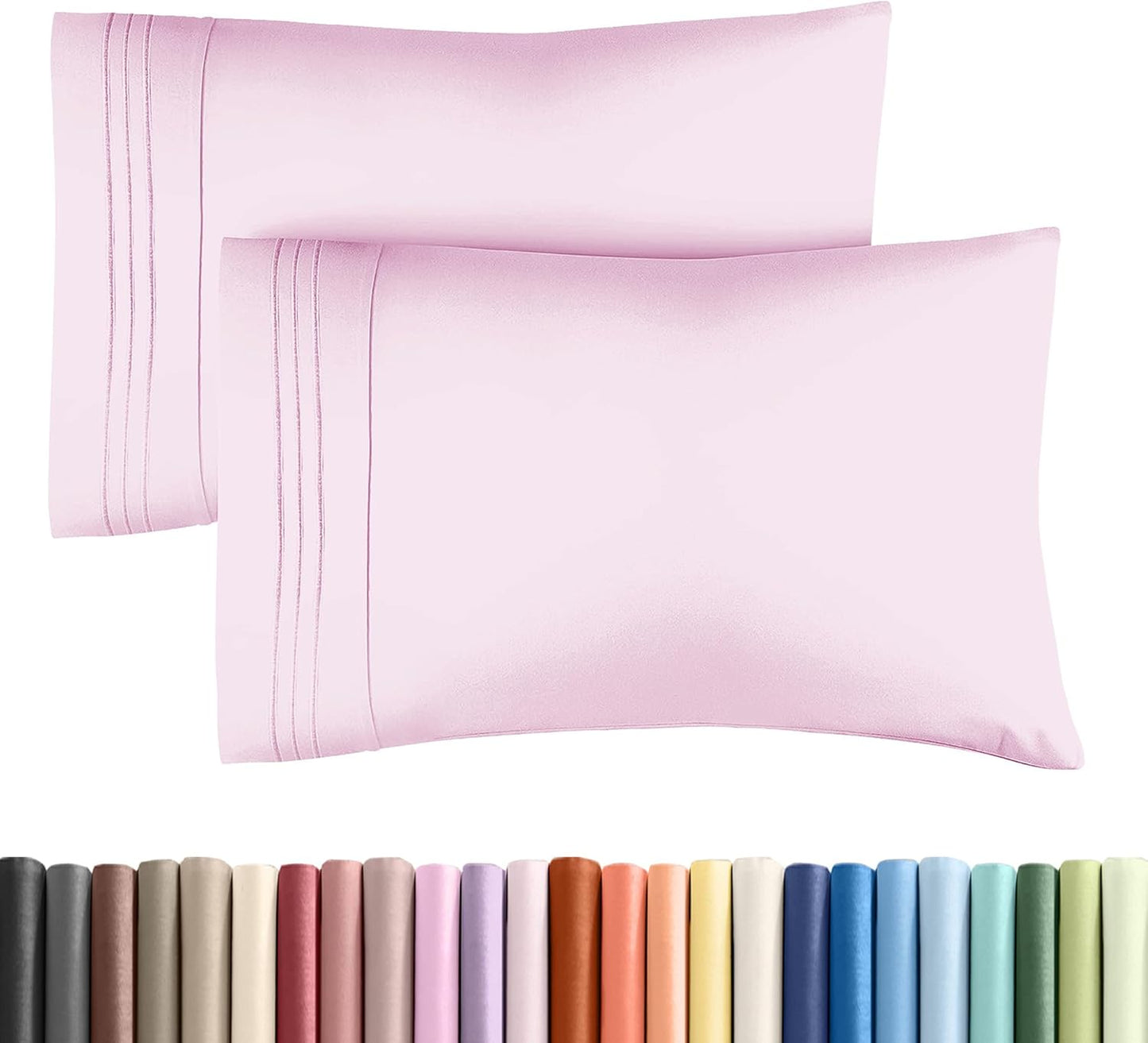 Queen Pillow Cases Set of 2 - Ultra Soft Hotel Quality Pillowcase Covers - Comfy, Cozy & Wrinkle Free - Shrinkage, Stain and Fade Resistant - Machine Washable Pillow Protectors - 2 Piece Set - Pink