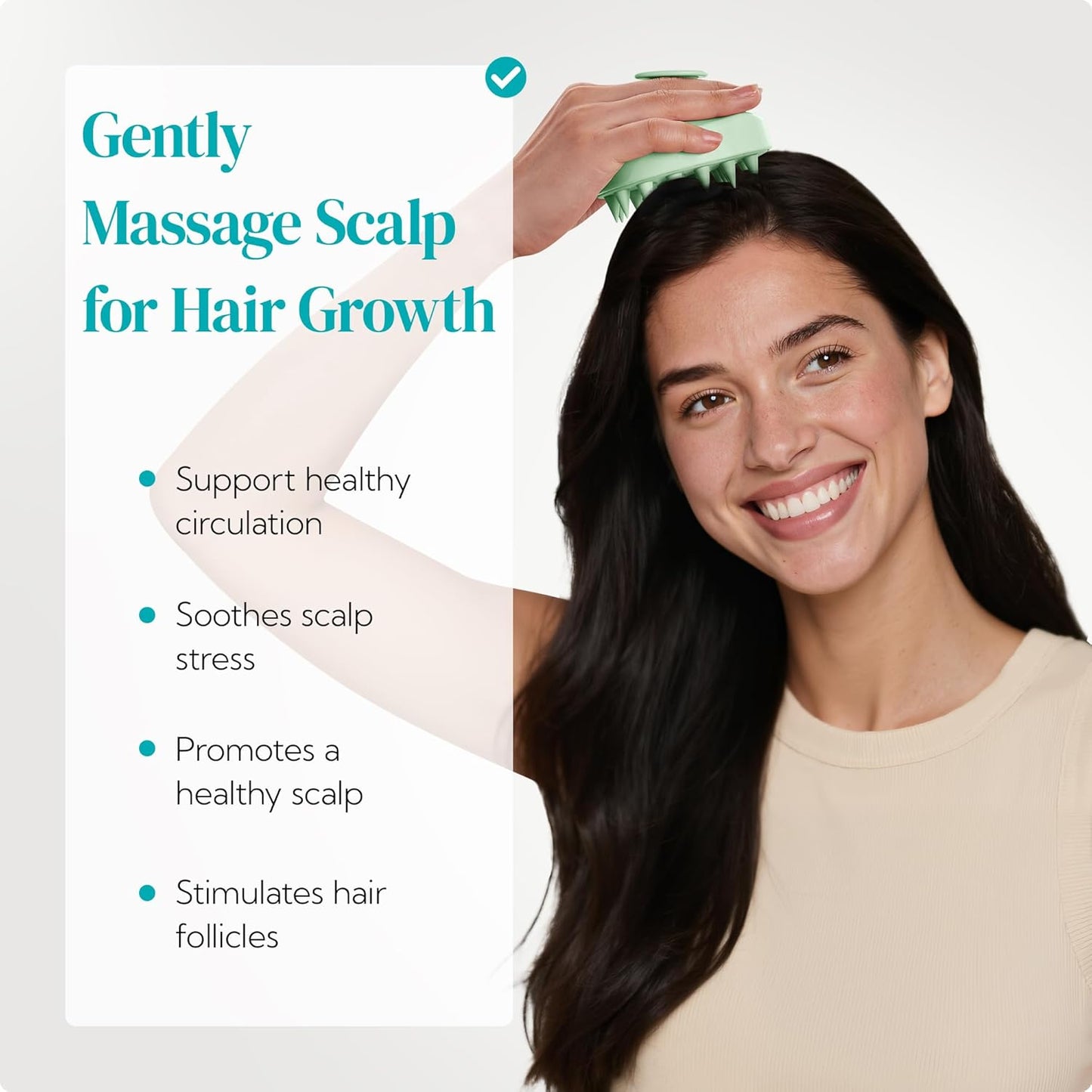 HEETA Scalp Massager Shampoo Brush 2 Pack, Soft Silicone Bristles to Remove Dandruff, Waterproof Scrubber for Wet Dry Hair, Suitable for Men & Women (Light Beige&Green)