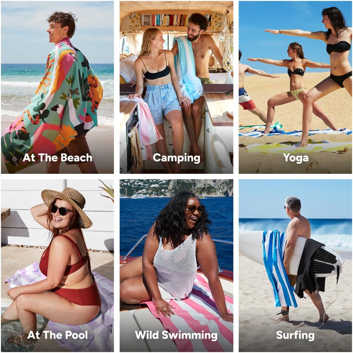 Dock & Bay Beach Towel - Quick Dry, Sand Free - Compact, Lightweight - 100% Recycled - Includes Bag - Wild Things - Large (160x90cm, 63x35)