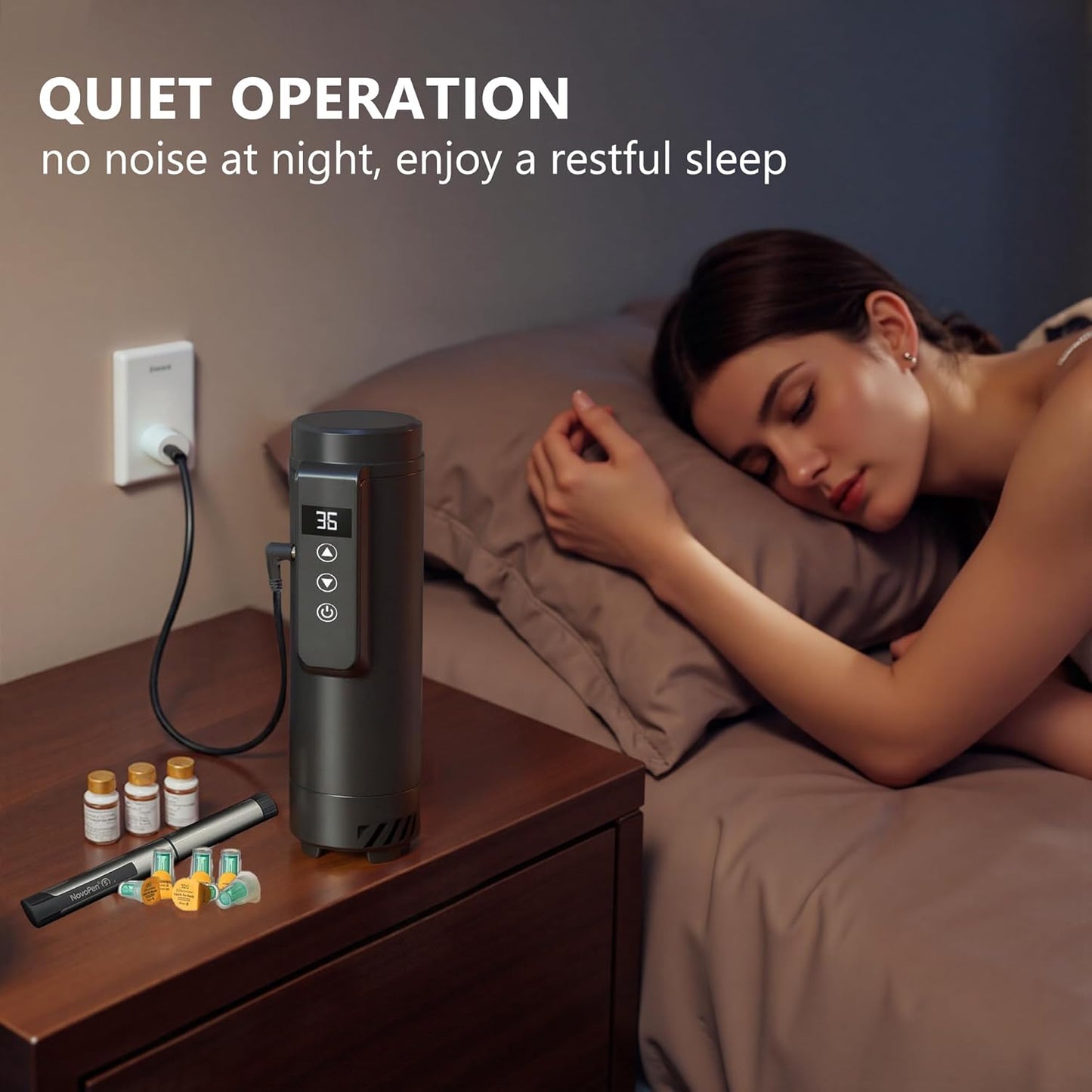 Insulin Cooler Travel Case Tsa Approved, USB Charger Diabetes Travel Case Medicine Organizer, 1-7 Pens Medication Cooler Refrigerated Medicine Box for Diabetic Supplies Carrying (Black)