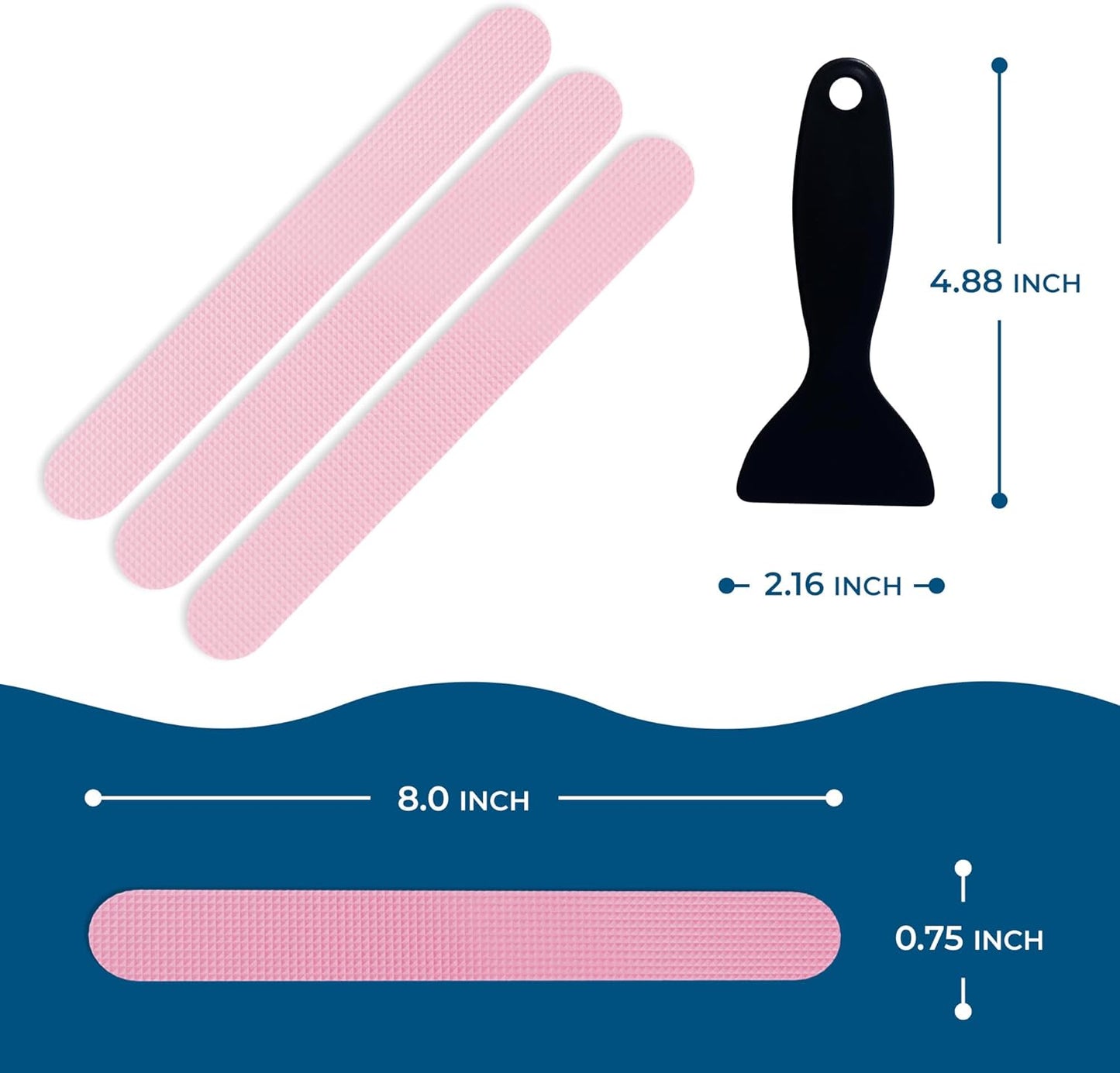 Homergy Anti Slip Shower Stickers 24 PCS, Pink Non-Slip Shower Strips for Adults, Premium Adhesive Bath Tub Stickers