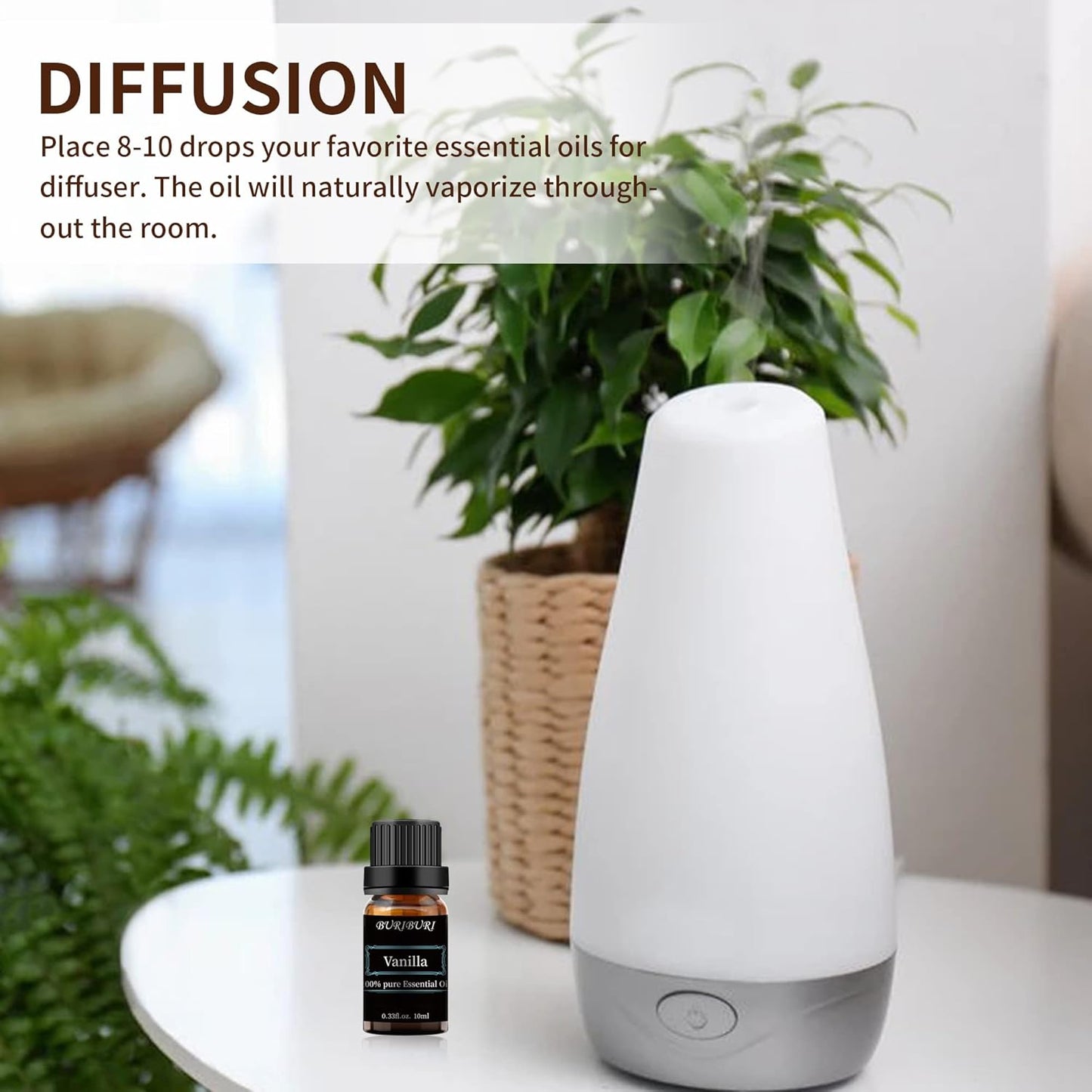 BURIBURI Tea Tree, Eucalyptus and Vanilla Essential Oil Set, 100% Pure 3Pcs Essential Oils Gift Set for Diffusers