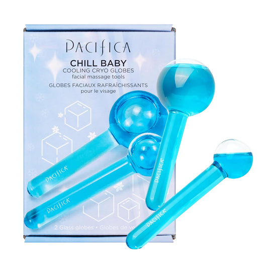 Pacifica Ice Roller Cryo Globes – Cooling Glass Facial Massager for Face, Eyes & Neck – Cold Therapy Beauty Tool for Puffy Eyes, Dark Circles, Redness, Wrinkles – Skin Care Gift for Women & Men
