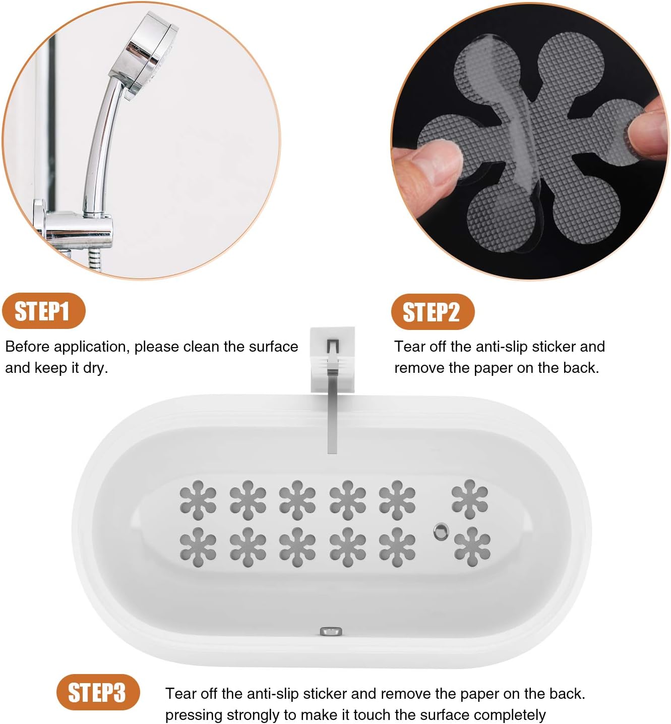 Bathtub Stickers Non-Slip, Safety Shower Treads Adhesive Appliques with Premium Scraper