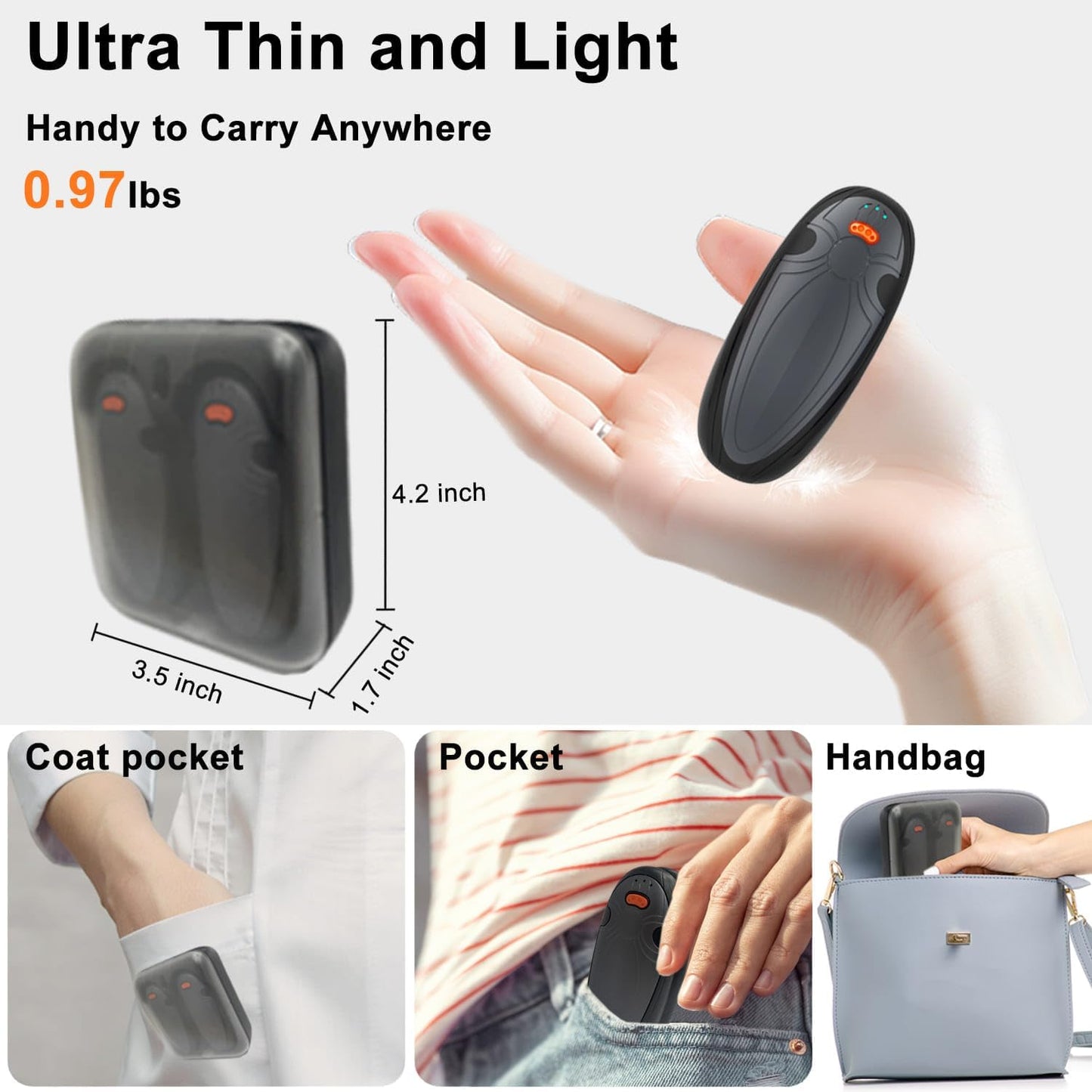 Hand Warmers Rechargeable 2 Pack,with Charging Case,14000mAh Electric Hand Warmer Reusable, 60Hrs Long Heating, Portable Pocket Heater Handwarmer for Women Men, Outdoor Camping, Ski Equipment