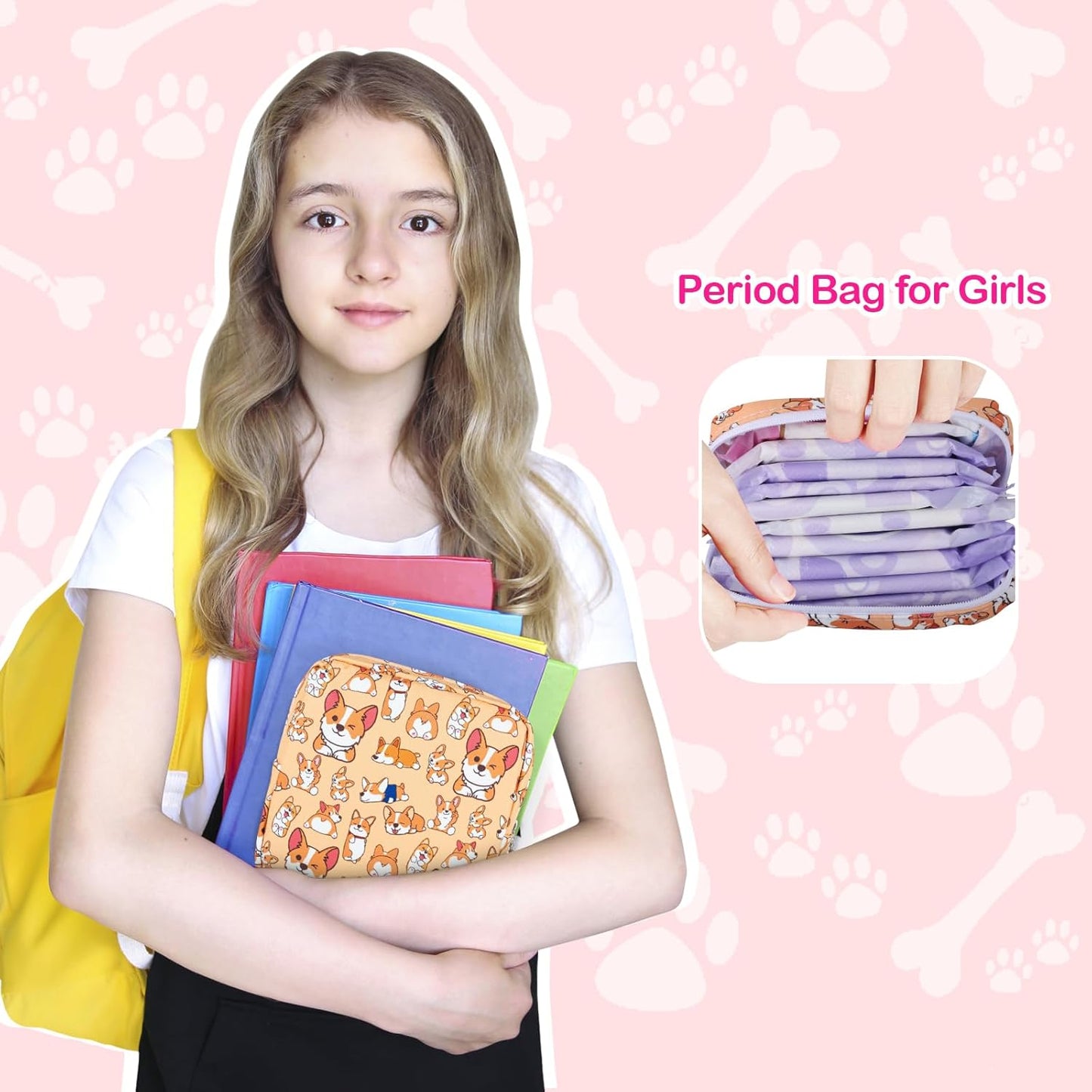 Period Bag Pouch, Canvas Sanitary Napkin Storage Bag for Womens, Portable Sanitary Napkin Period Pad Pouch for Purse, Small Make Up Bags(Colorful)