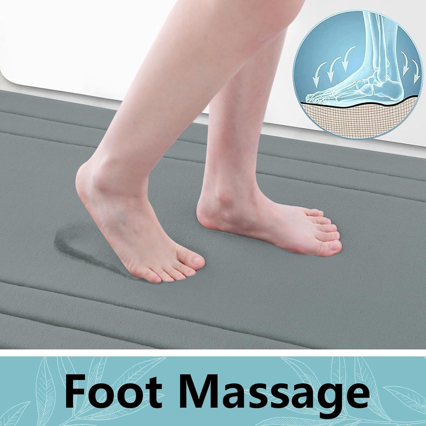 Arotive Memory Foam Bathroom Rug Mat 44x24, Ultra Soft and Absorbent Bath Mat, Machine Wash Dry, Comfortable Bath Rug Carpet for Bathroom Floor, Tub and Shower, Grey