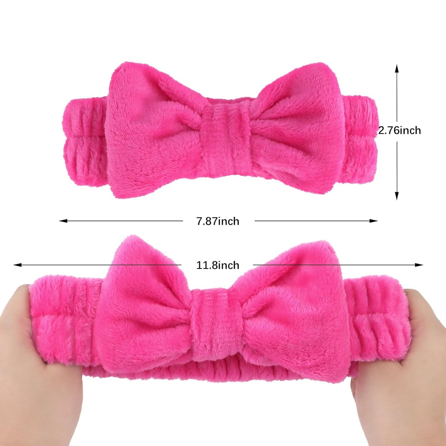 CIEHER 8 Pcs Hairbands for Bachelorette Party Favors - 1 White + 7 Hot Pink, Hair Accessories for Bride Bridesmaid, Securing Hair for Skincare Makeup, Spa, Yoga, Sports, Home, Law and Other Occasions