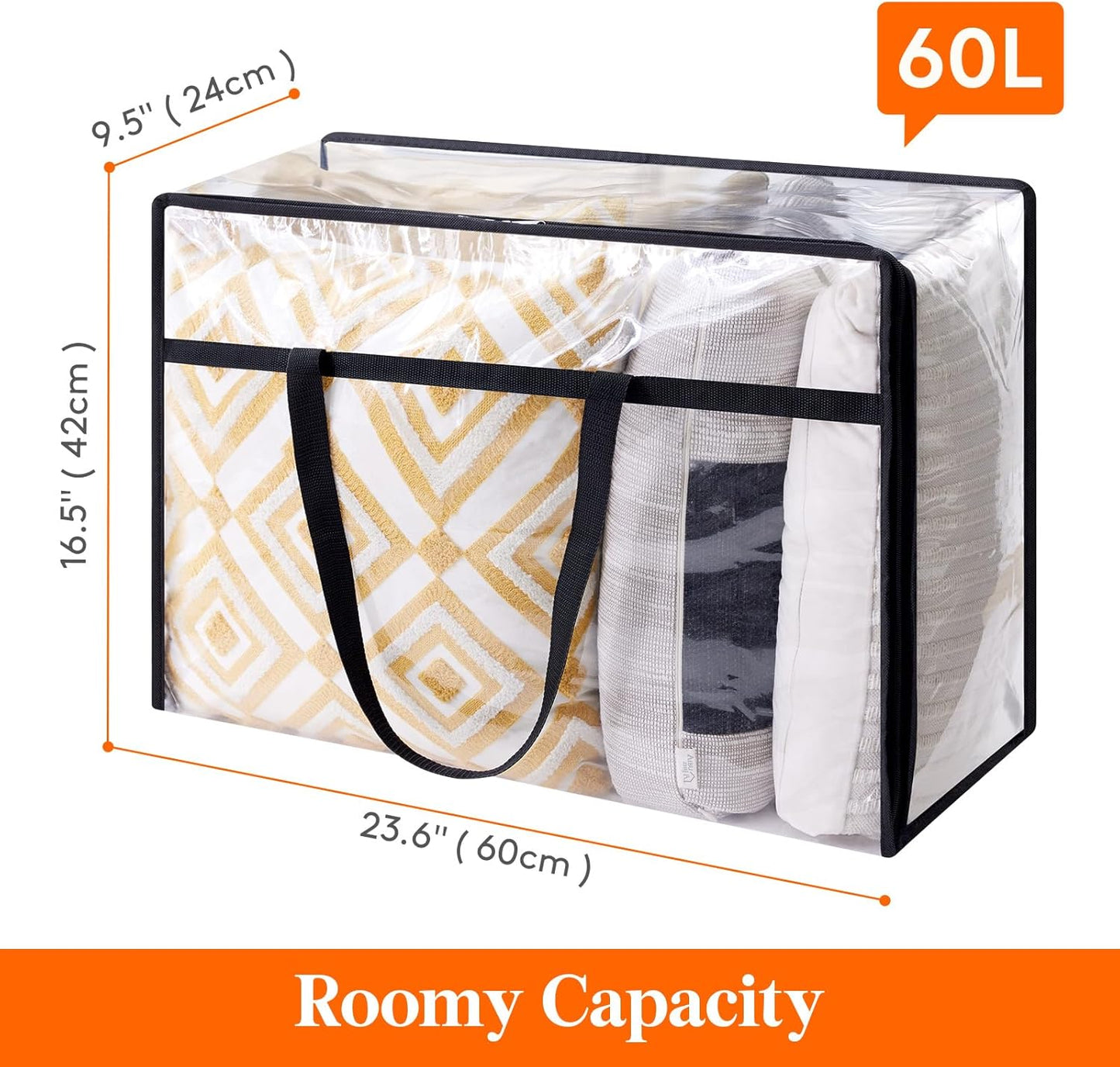 Lifewit 6 Pack Clear Clothes Storage Bags, 60L Plastic Blanket Storage Bag, Vinyl Foldable Moving Bags with Zipper, Closet Organizers and Storage Containers for Bedding, Duvet, Comforter