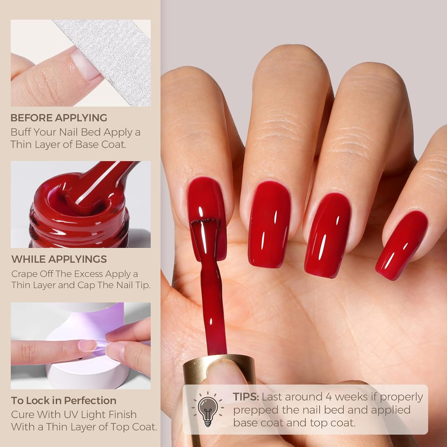 AILLSA Cherry Red Gel Nail Polish Burgundy Dark Nail Polish Blood Color Fall Winter Gels Polish Garnet Carmine Opaque Nails Soak Off U V Gel Polish Manicure Salon at Home 0.51 Fl Oz/GF03