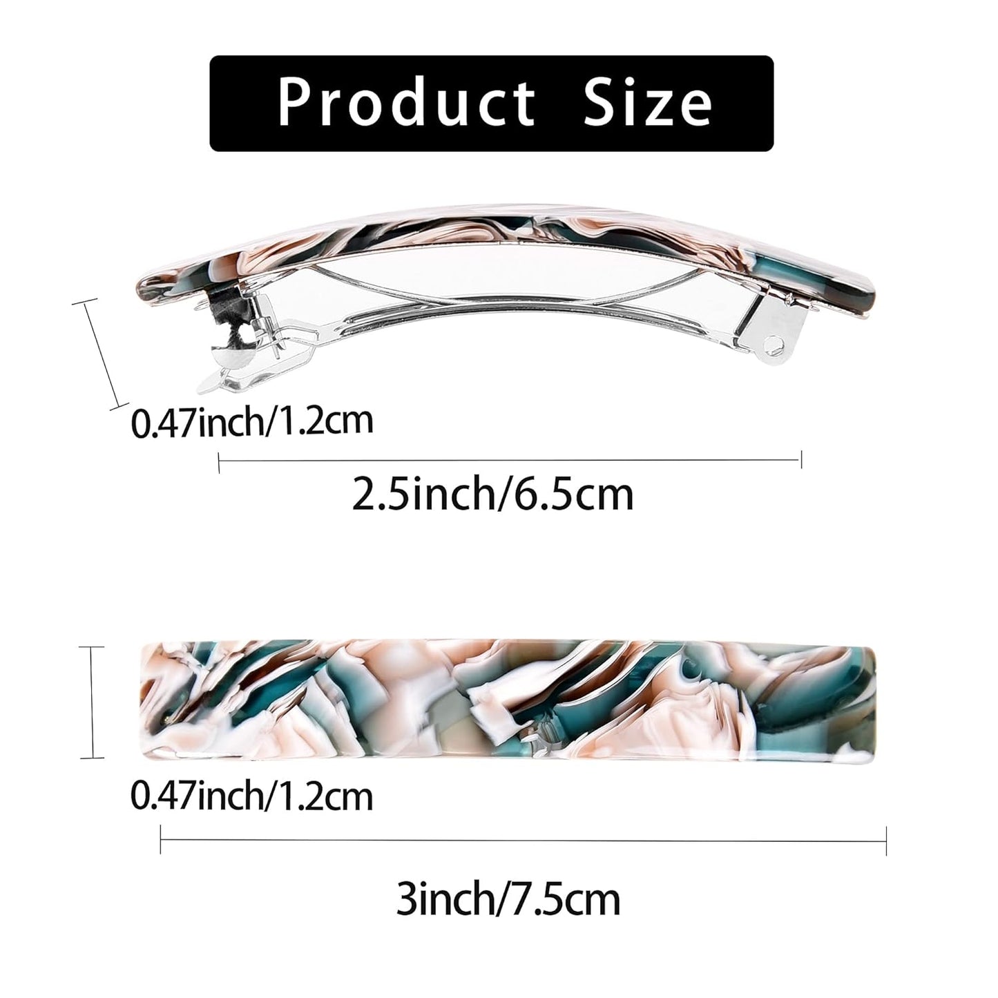 Fsmiling Hair Barrettes for Women French Hair Barrette Clip Small Acetate Hair Clips Barrette No Slip Hair Accessories 3-Pack