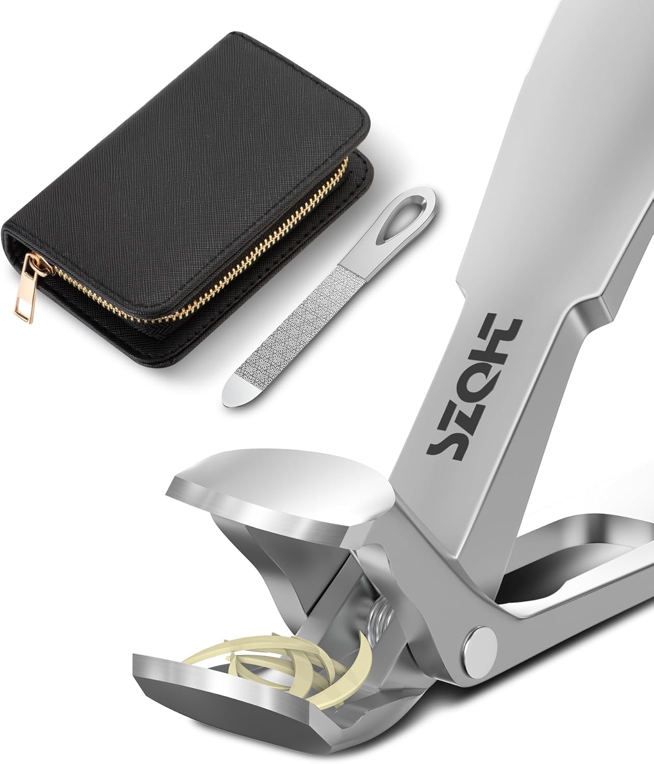 2025 Upgrade Angled Head Nail Clippers for Men, Toenail Clippers for Seniors Thick Toenails, Large Toe nail Clippers with Catcher, Extra Wide Handle,Sharp Heavy Duty Stainless Steel Nail Cutter-Silver