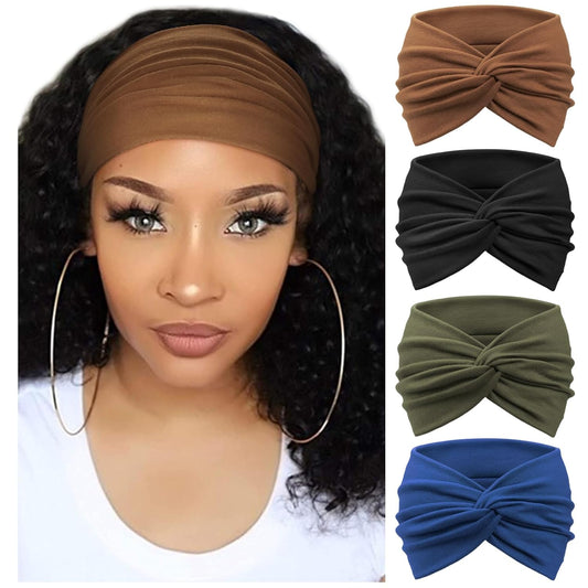 Extra Wide Headbands for Women Large Turban Headband Non Slip Boho Elastic Hairband Hair Twisted Knot Head Bands Accessories