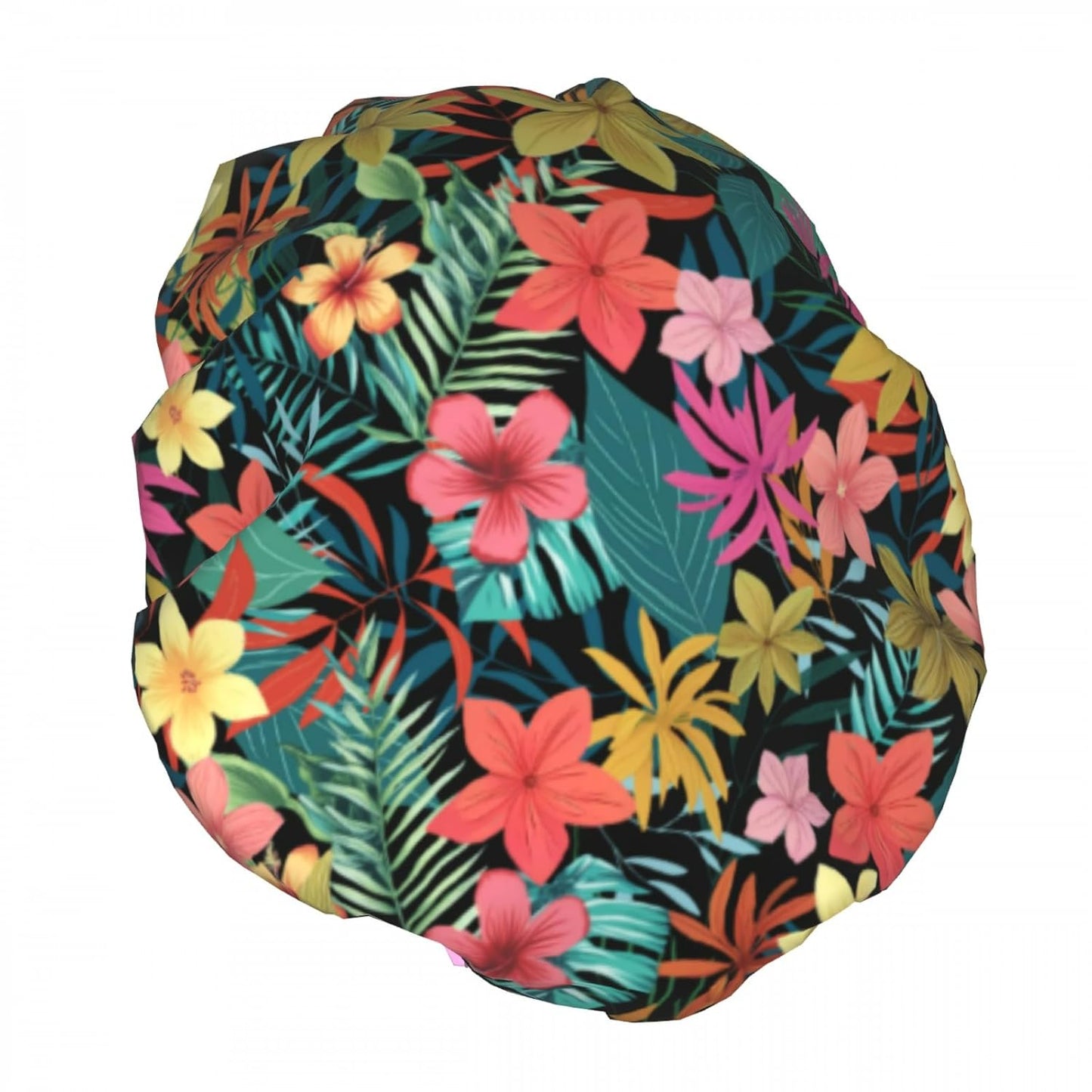 Floral Colorful Double Layer Waterproof Shower Cap for Women Reusable Fashion Bath Cap for All Long Hair Lengths Soft Bath Shower Hat