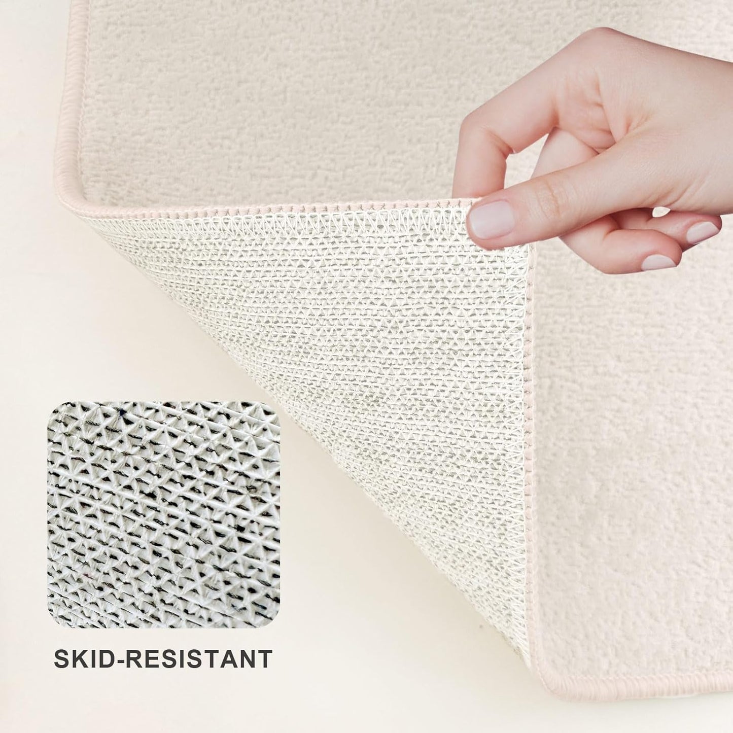 Bath Mat-Non-Slip Bathroom Floor Mats-Absorbent Quick Dry Low Pile Bathroom Rugs Fit Under Door-Bath Rug for Sink,Bathtub,Shower Room,20"×32",White