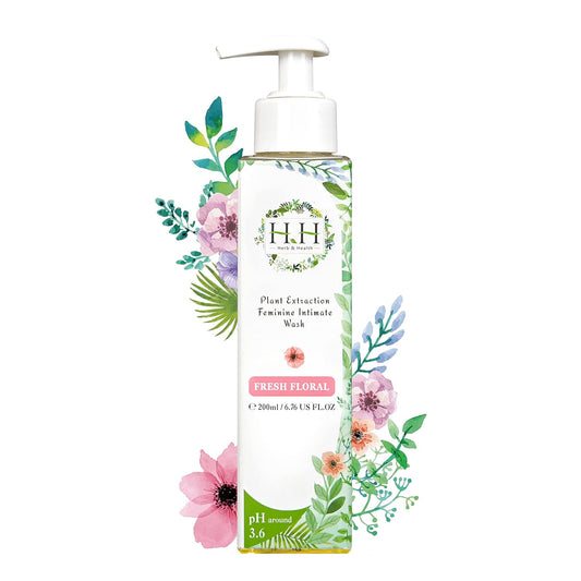 HH Herb & Health Feminine Wash for Women, pH3.6 Lactobacillus Cleanser with Botanical Extracts, Hydrating & Cooling Intimate Care for Odor Dryness and Itch, Sensitive Skin Safe, Fresh Floral Scent