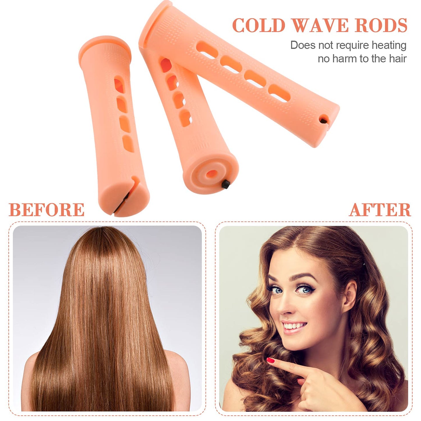 WILLBOND 36 Pieces Cold Wave Rod Hair Perm Rods Hair Rollers Perming Curlers with Steel Rat Tail Comb for Hairdressing Styling