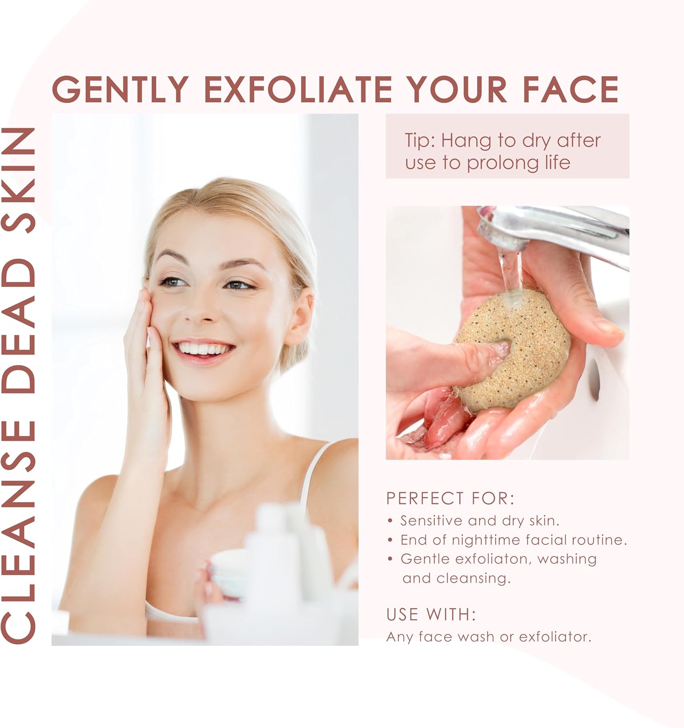 Konjac Exfoliating Face Sponge for Cleansing & Facials (4 Pack) | Microplastic Free 100% Natural | Non-Toxic | Biodegradable | Eco-Friendly | Plastic Free Packaging