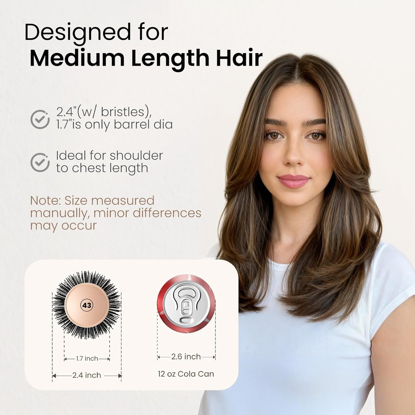 AIMIKE Round Brush for Blow Out, Medium Round Hair Brush w/Nano Ion Thermal Ceramic Tech, Professional RoundBrush for Blow Drying & Styling, Maximum Volume and Shine, Barrel 1.7 inch