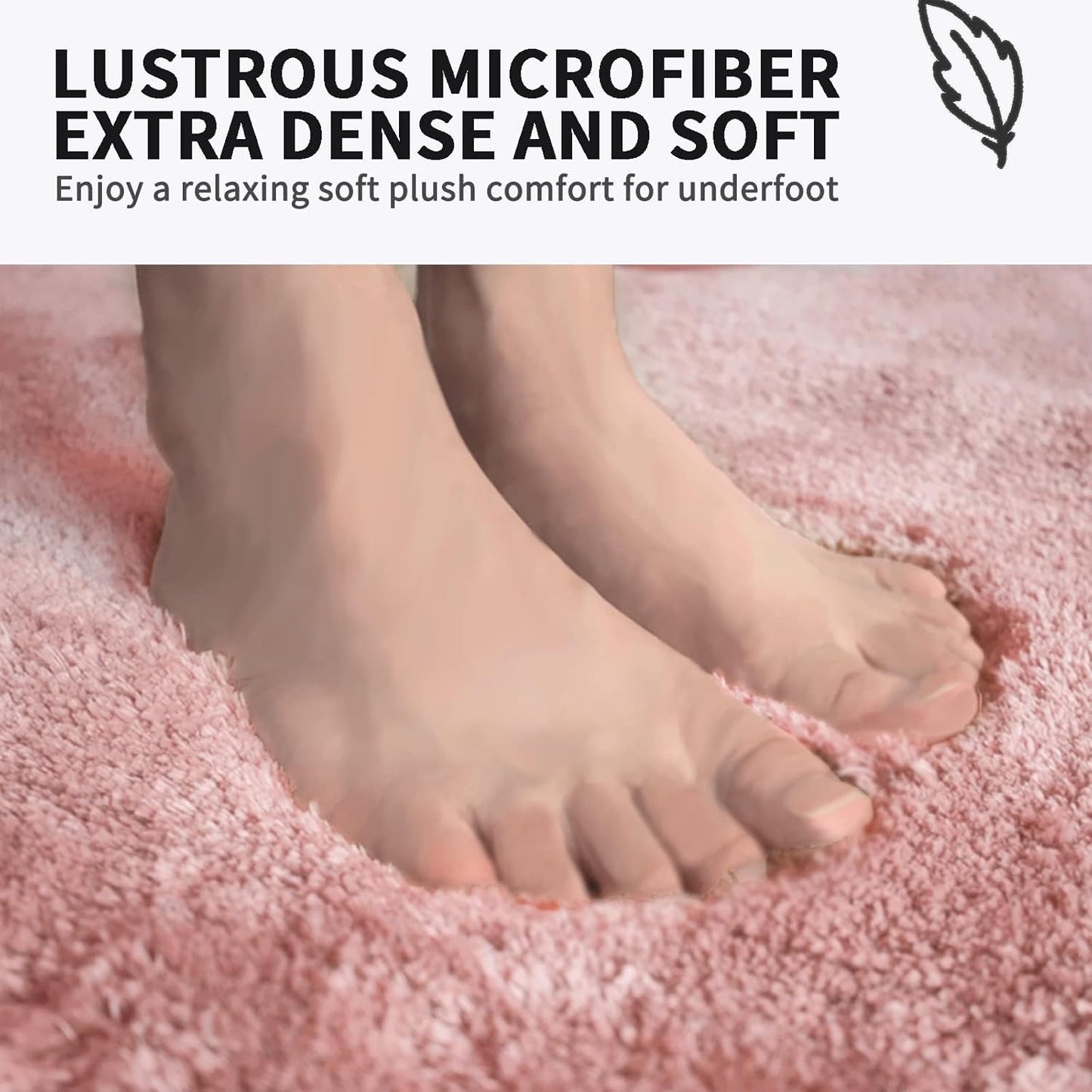 FIFU Bathroom Rugs 20" W x 32" L, Bath Mat for Bathroom, Bedroom, Laundry Room & Kitchen, Non-Slip Rubber Latex Backing, Extra Soft and Absorbent Microfiber Carpet, Machine Washable Rug, Pink