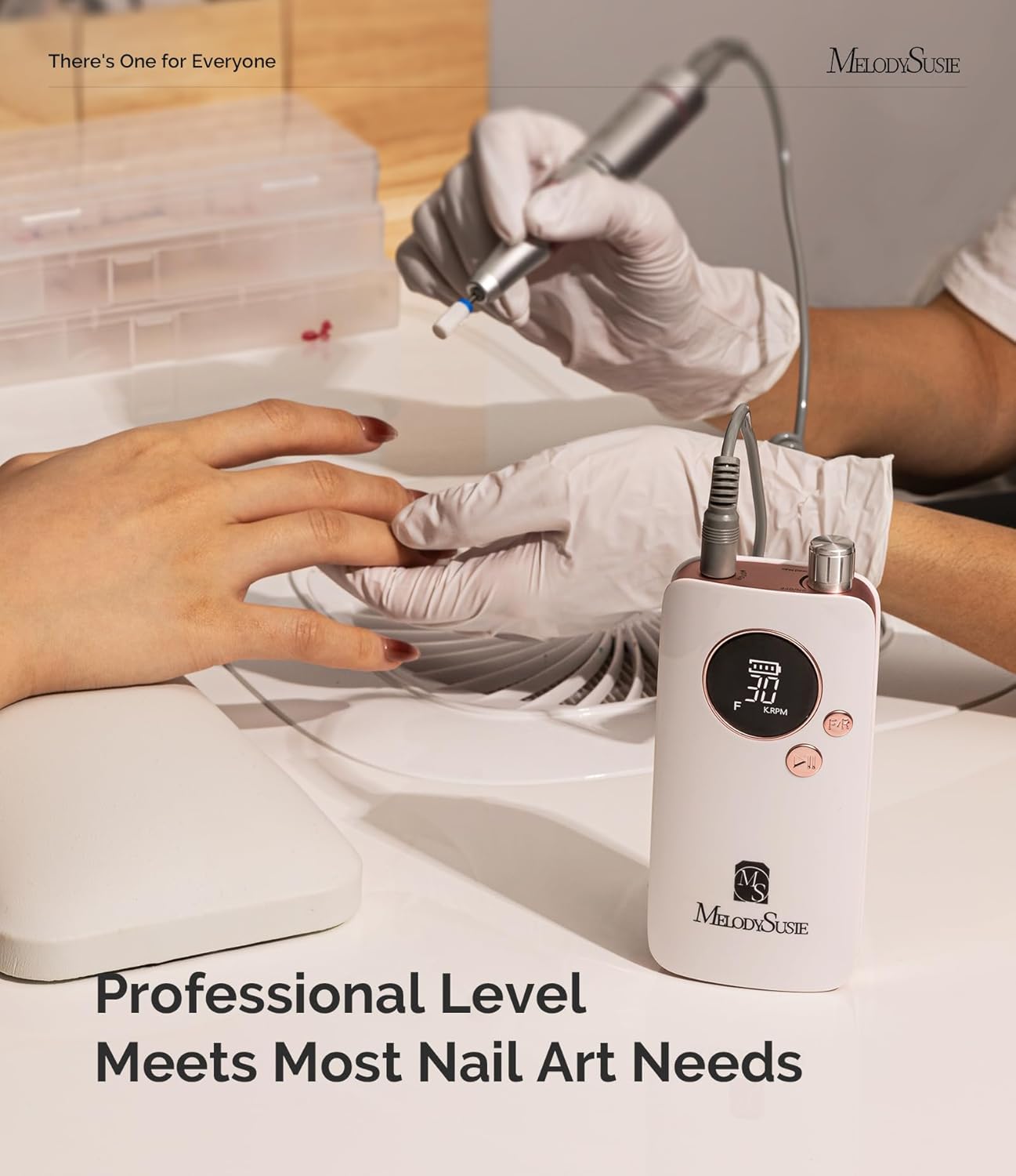 MelodySusie Portable Nail Drill 30000 RPM,SC320F Professional Rechargeable Electric Nail File,Cordless Nail E File for Acrylic Nails Gel Polishing Removing,Efile Nail Kit for Manicure Salon Home,Rose