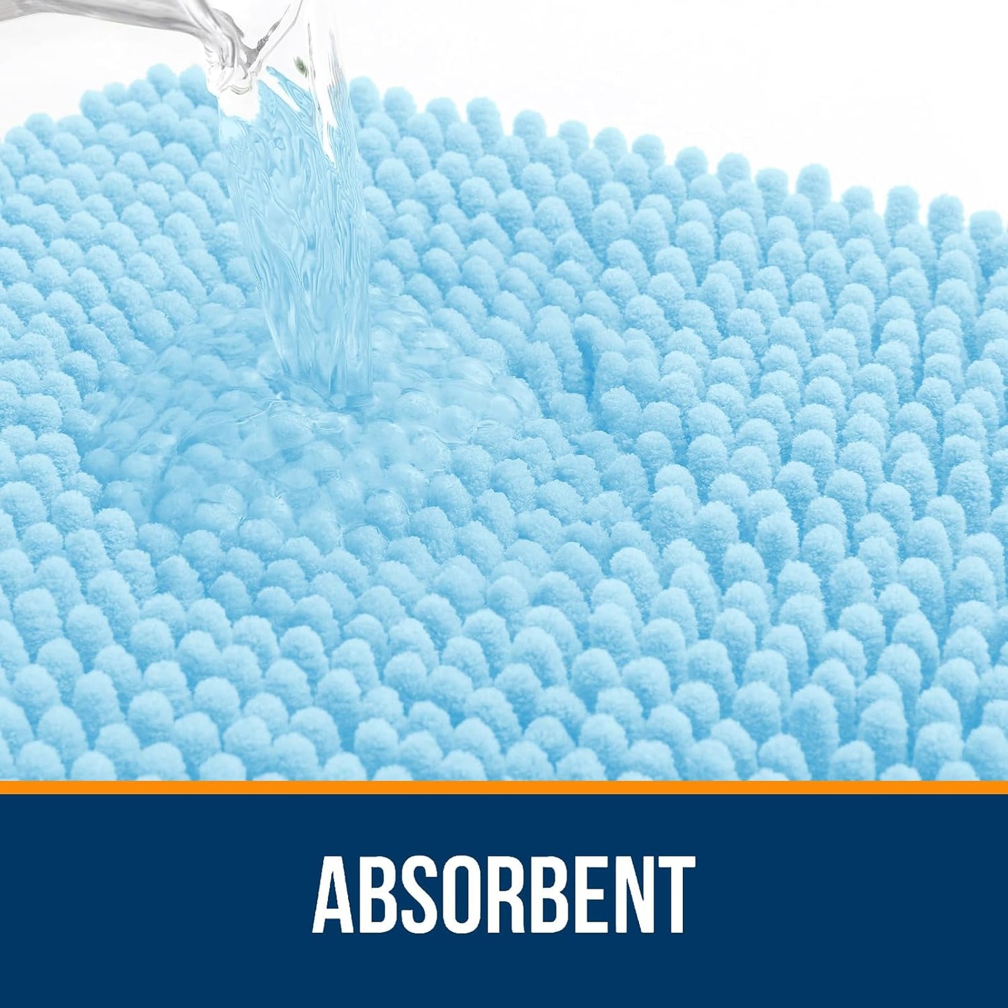 OLANLY Bathroom Rugs 47x20, Extra Soft Absorbent Chenille Bath Rugs, Rubber Backing Quick Dry, Machine Washable Bath Mats for Bathroom Floor, Tub and Shower, Home Decor Accessories, Sky Blue