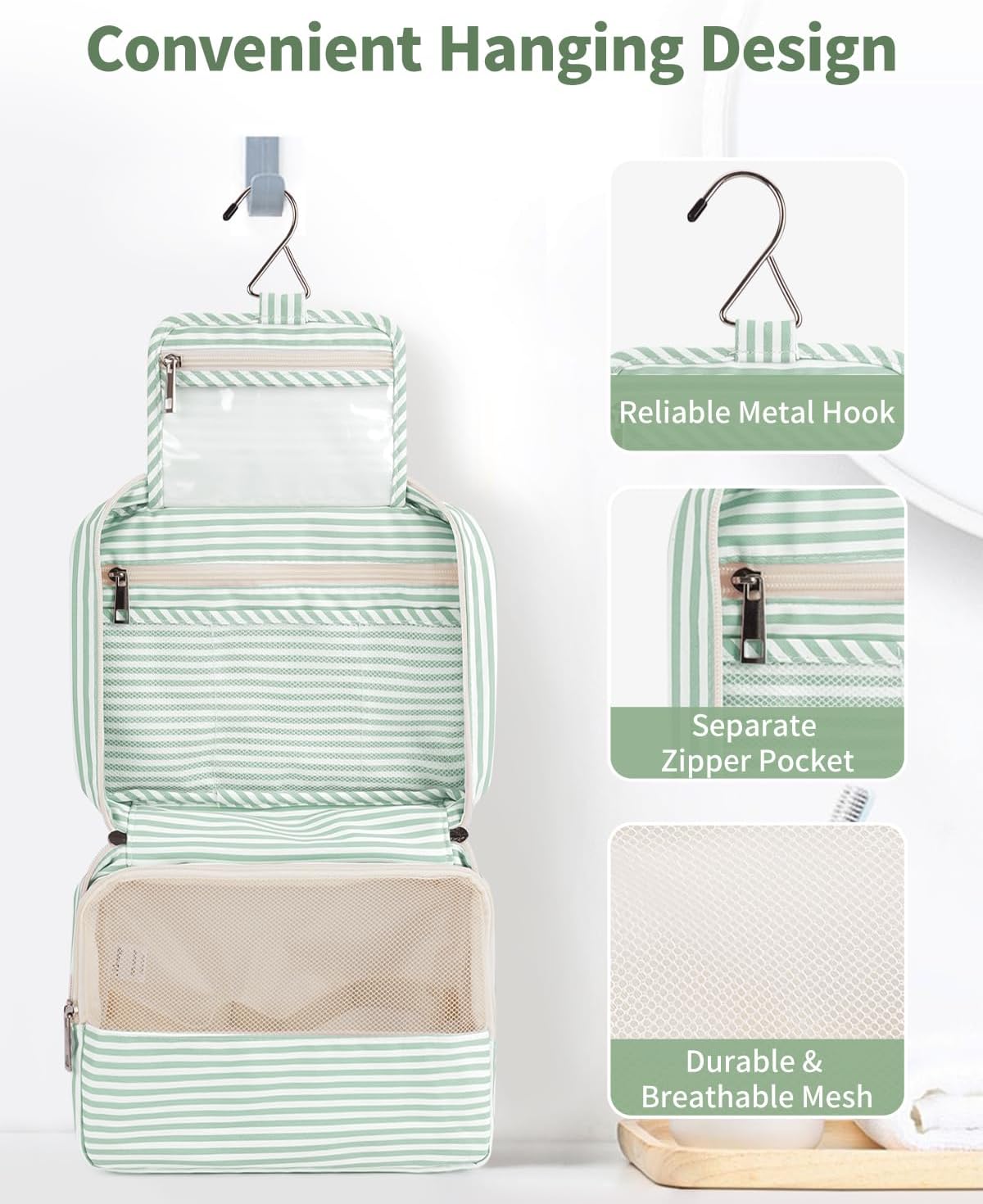 Narwey Small Hanging Travel Toiletry Bag for Women, Travel Bag for Toiletries, Makeup Bag Organizer Cosmetic Bags Make Up Bags for Girls