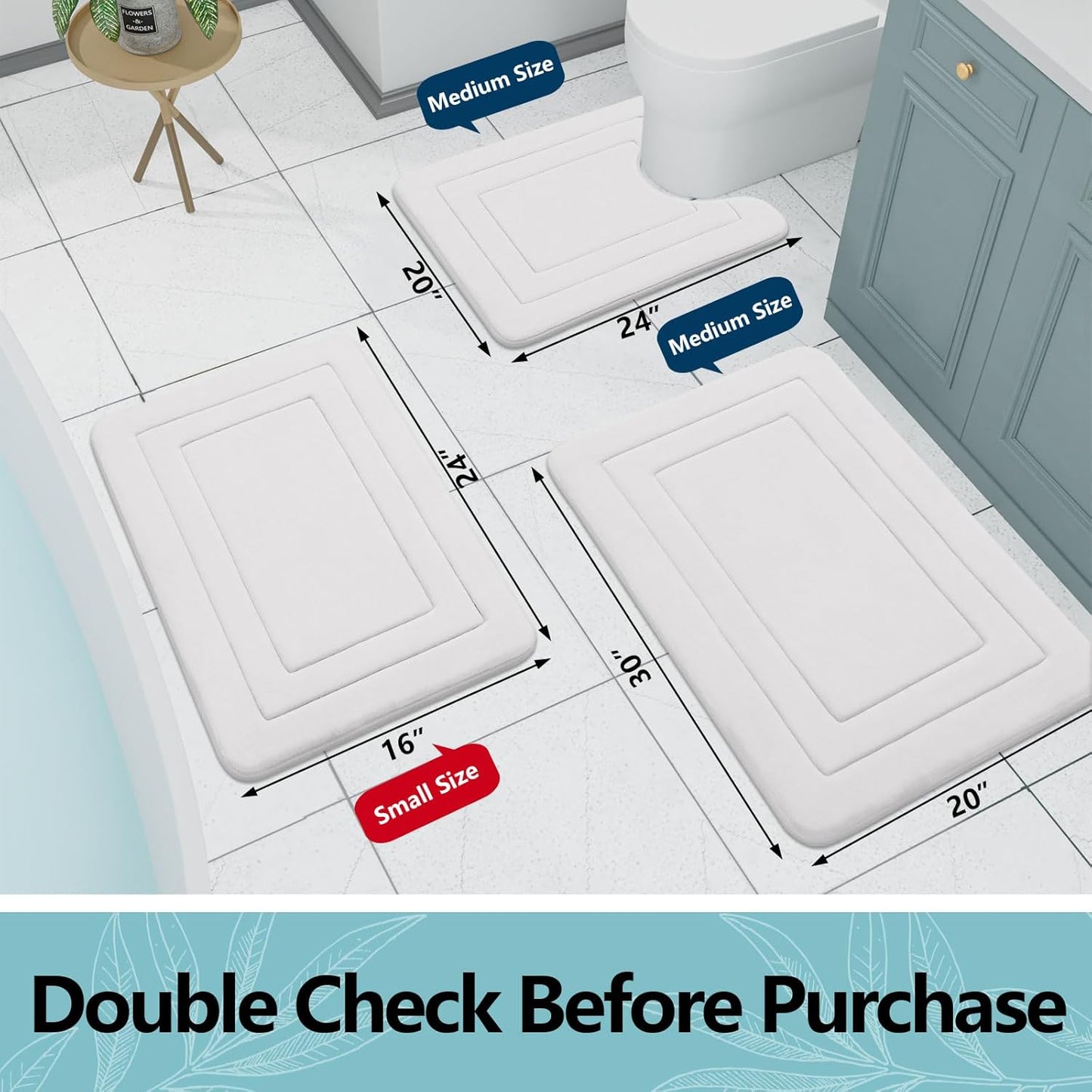 Arotive Memory Foam Bathroom Rug Mat 30x20, Ultra Soft and Absorbent Bath Mat, Machine Wash Dry, Comfortable Bath Rug Carpet for Bathroom Floor, Tub and Shower, Ivory