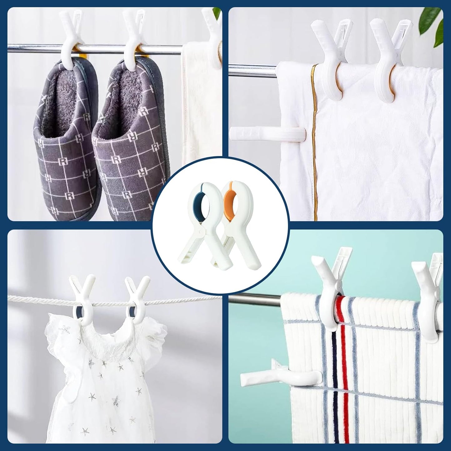 JINGIHE 20 Pack Beach Towel Clips, Heavy Duty Beach Towel Clips with Strong Anti-Rust Springs, Plastic Clothespins for Laundry Clothes, Blankets to Dry on Clothesline and Hanging Rack(3.7in/9.5cm)