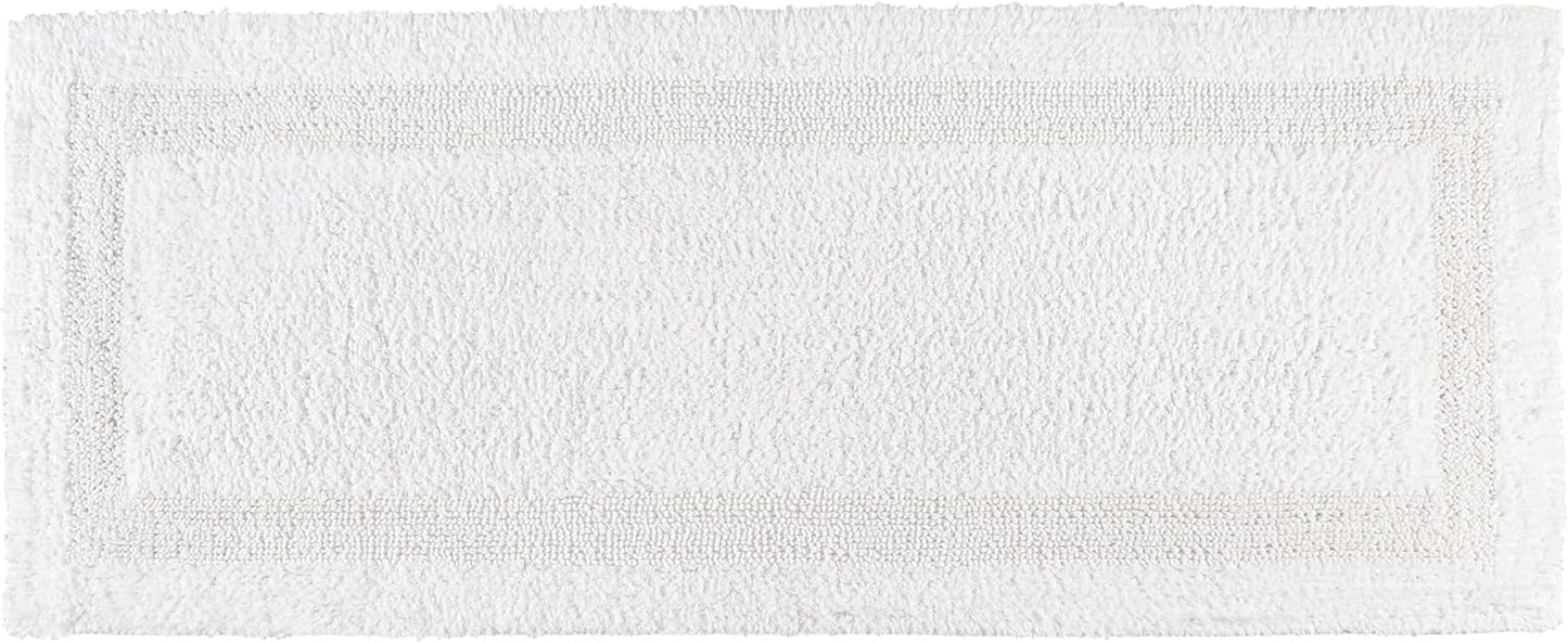 Bathroom Rugs Bath RunnerRugs 24x60 Inches White Cotton Tufted Large Reversible Washable Bath Mats for Bathroom Floor| Quick Dry Bathroom Mat for Tub Spa Shower Toilet| Entry Way Door Mats