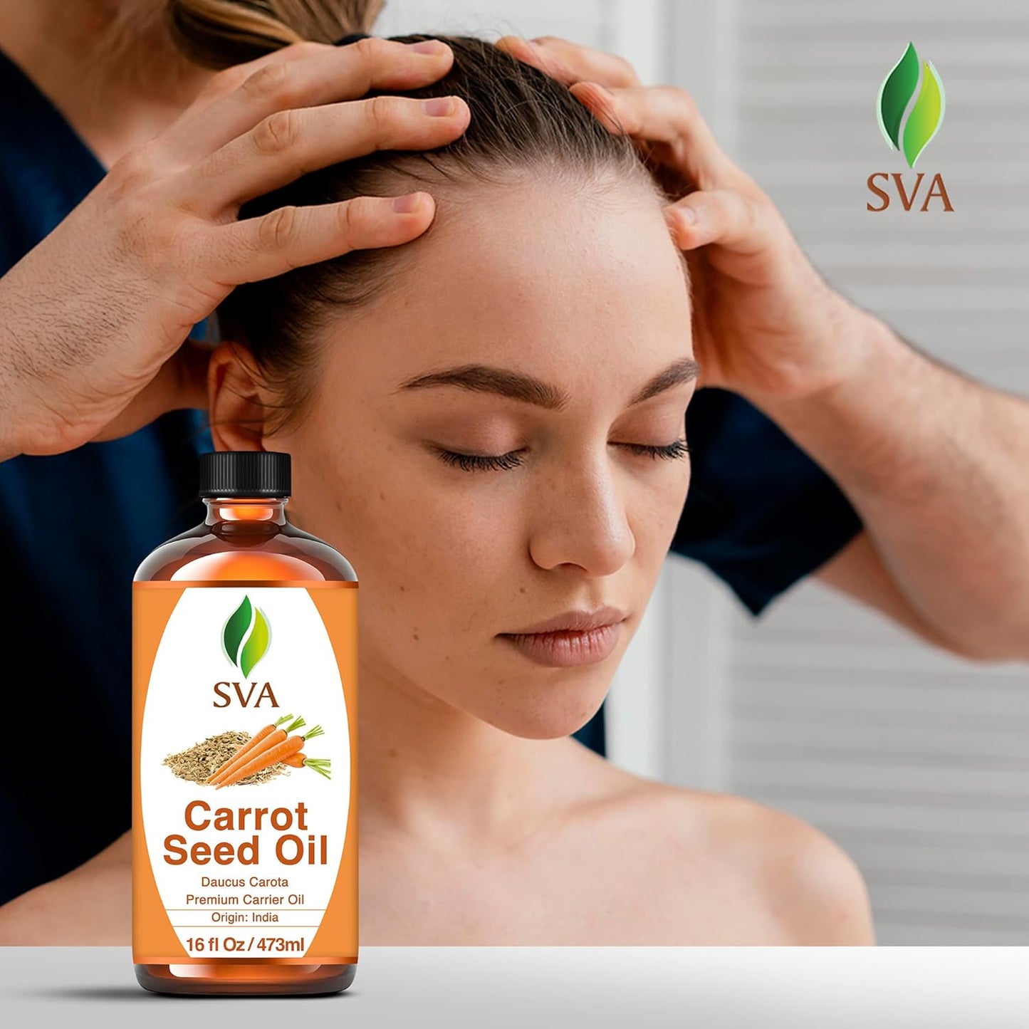 SVA Carrot Seed Oil - 16 Fl Oz – 100% Natural Cold Pressed Carrot Oil - for Face, Skin Care, Hair Care, Scalp Massage & Body Massage – Carrier Oil