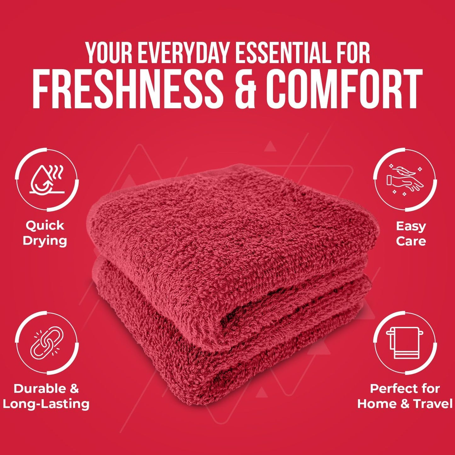 DAN RIVER 100% Cotton Wash Cloths 24 Pack [12x12] Soft & Absorbent Bath wash Cloths, Gym, Hotels & Spa Perfect for Everyday Use Fingertip Towels, Red
