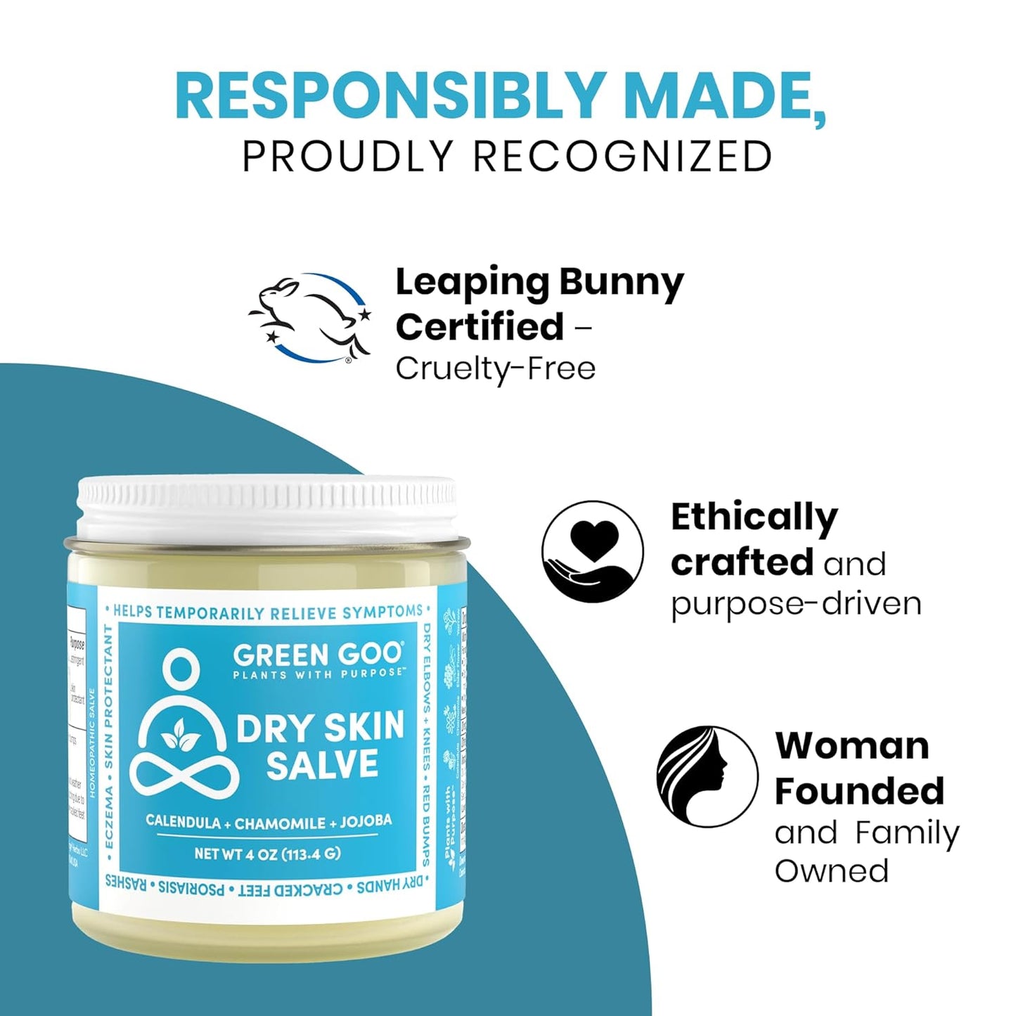 Green Goo Dry Skin Salve, All-Natural Moisturizer for Hydrating The Body & Face, Helps Alleviate Symptoms of Chronic Skin Conditions, 4 Oz