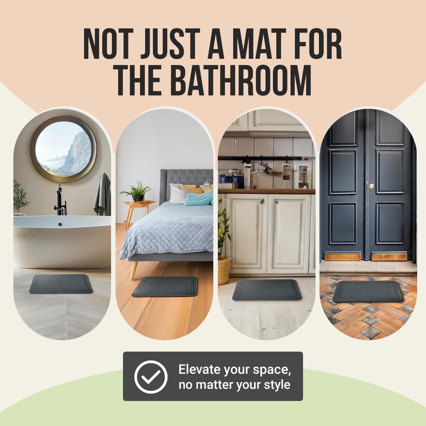 ITSOFT Memory Foam Bath Mat 59x23, Non Slip, Machine Washable, Quick Dry & Absorbent Rugs, Bath Mats for Bathroom Floor, Tub & Shower, Bathroom Rug, Beige