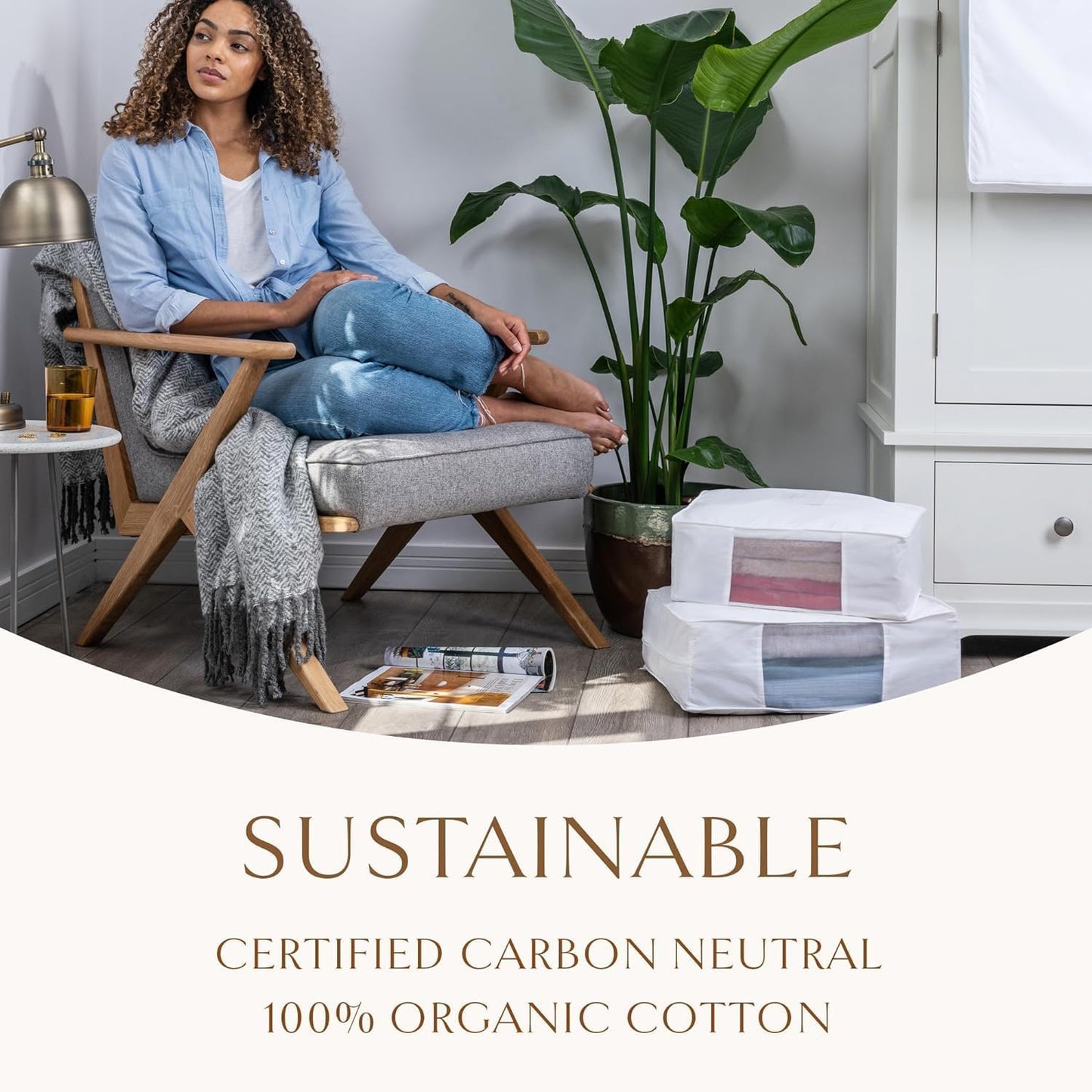 Hayden Hill Luxury Organic Cotton Sweater Storage Bag - Fits 4 Fine Knits - 15 Inch - Breathable Clothes Storage For Cashmere - Clothing Storage and Organizer For Closet - Certified Carbon Neutral