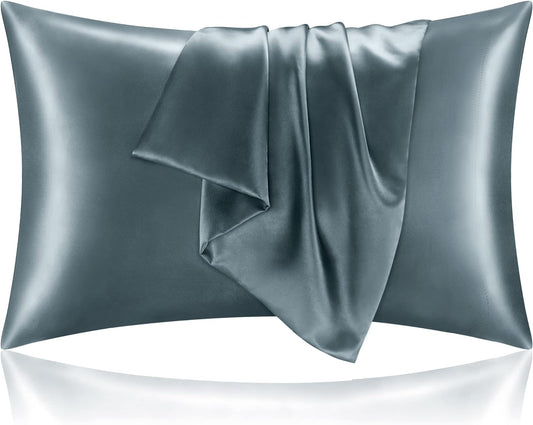 BEDELITE Satin Pillowcase for Hair and Skin, Super Soft and Cooling Similar to Silk Pillow Cases 2 Pack with Envelope Closure, Gift for Women Men(20"x30" Queen Size, Space Grey)