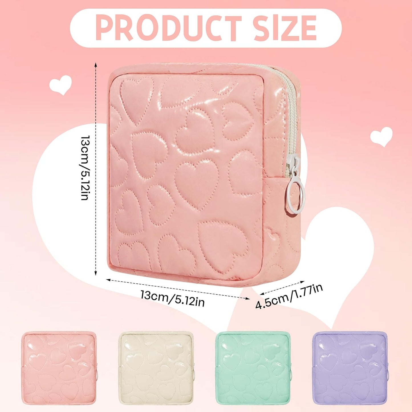Sanitary Napkin Storage Bags 4 PCS Soft PU Leather Pad Bags for Period Feminine Product Pouch for Panty Liners, Tampons, Menstrual Cup, Sanitary Napkin