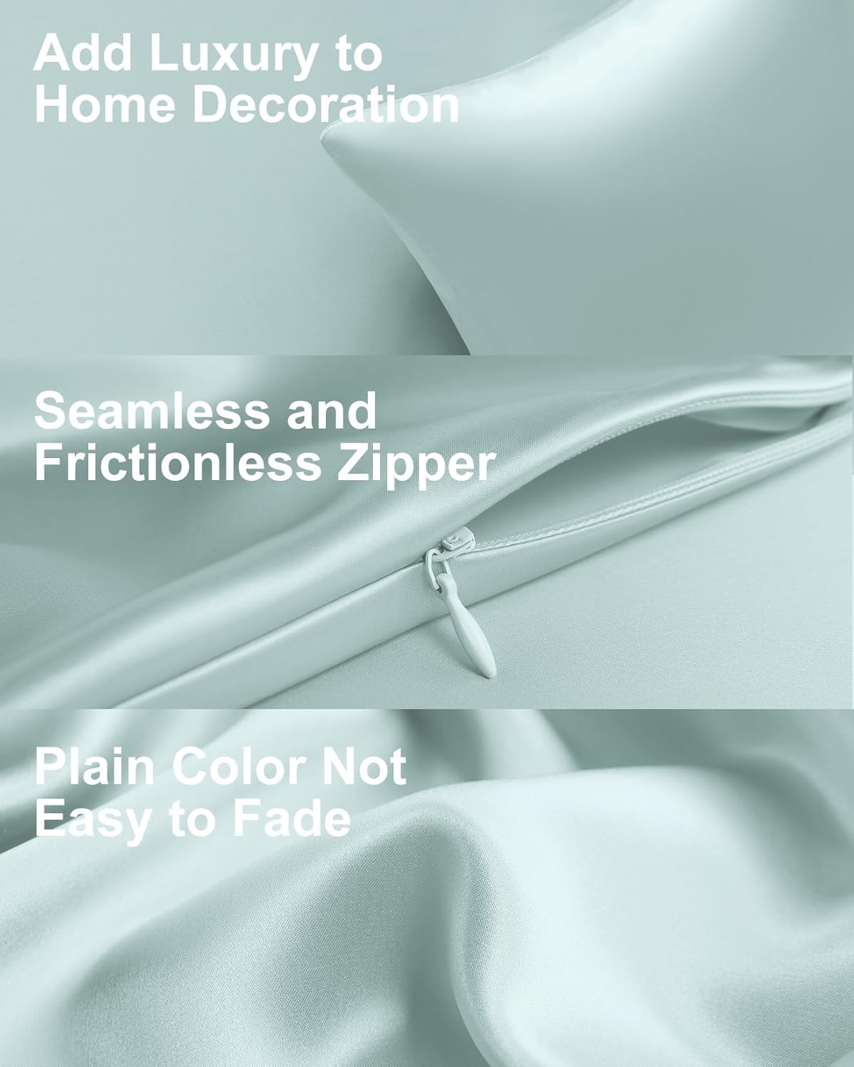 THXSILK 100% Mulberry Silk Pillowcase for Hair and Skin, Grade 6A+ Mulberry Silk Pillow Case, Natural Silk Pillow Case Cover with Zipper, 1pc(California King Size 20"x40", Light Blue)