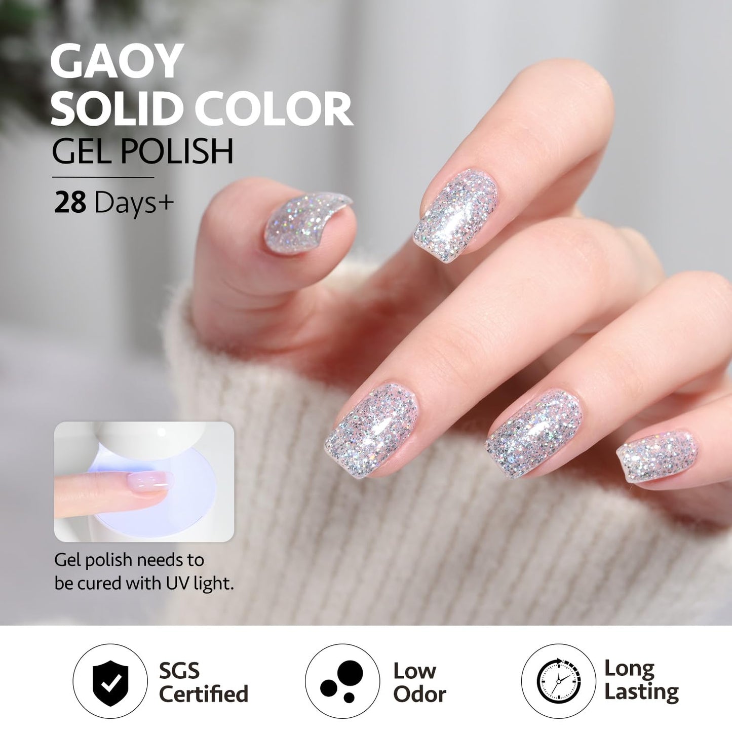 GAOY Red Gel Nail Polish Set of 6 Colors for Christmas nails Including White Burgundy Gold Sliver Glitter Gel Polish Kit for Valentine’s Day