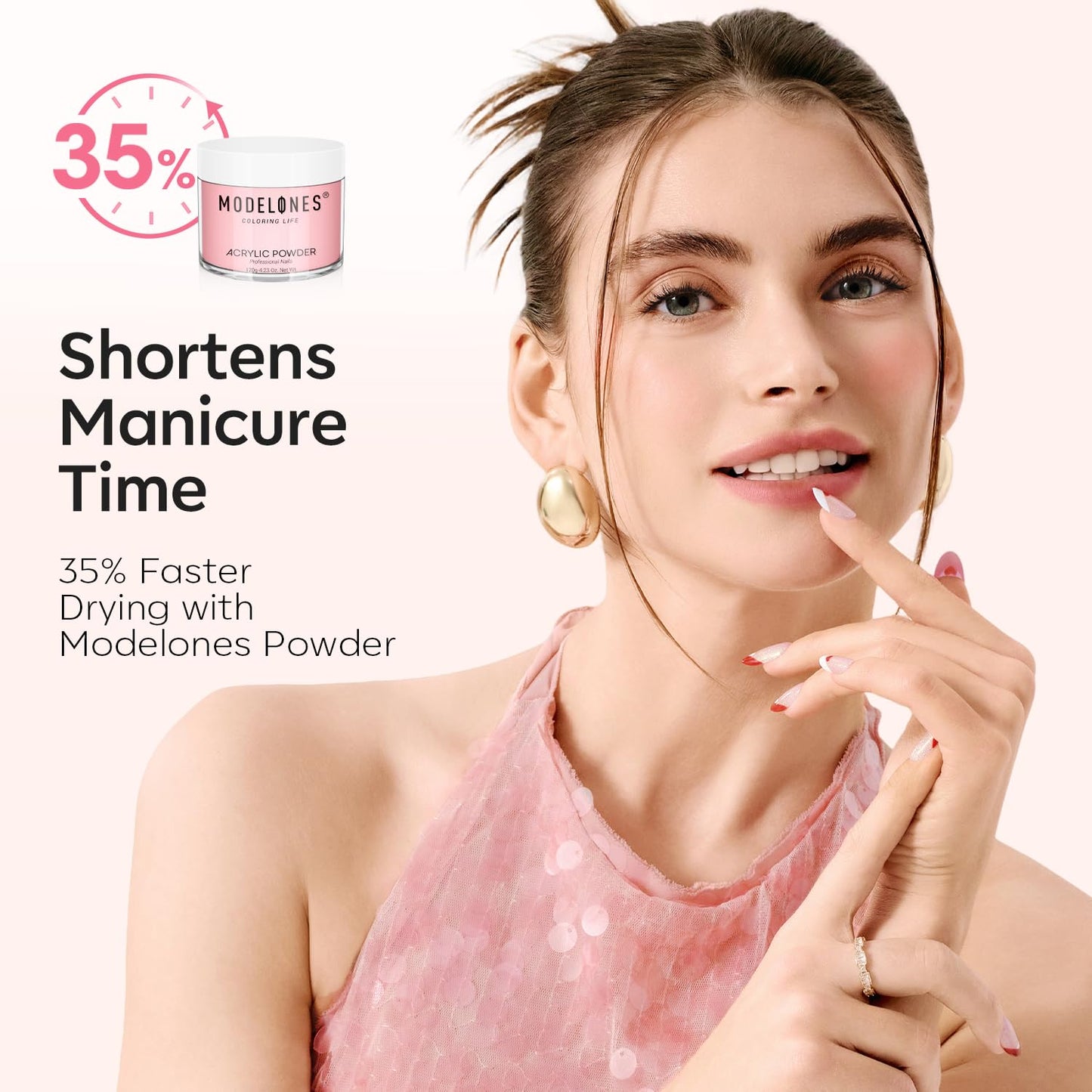 Modelones Acrylic Powder, 4.23oz Upgraded Cover Pink Nail Acrylic Powder for Nail Art 3D Carving French Nails Extensions, Non-Yellowing, Gifts for Women