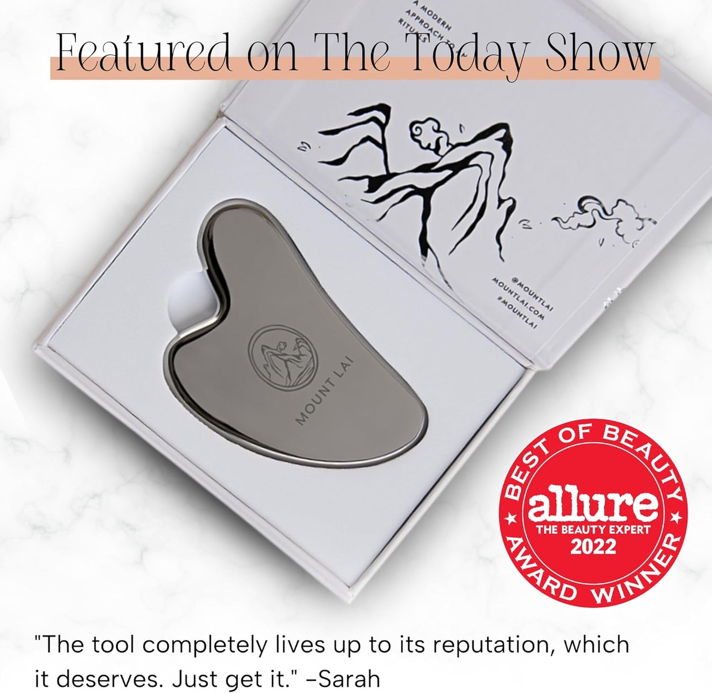 Mount Lai Stainless Steel Gua Sha Facial Tool – The Element of Refinement – Professional Grade Steel Face Sculpting Tool for Lymphatic Drainage, Puffiness Reduction & Refined Results