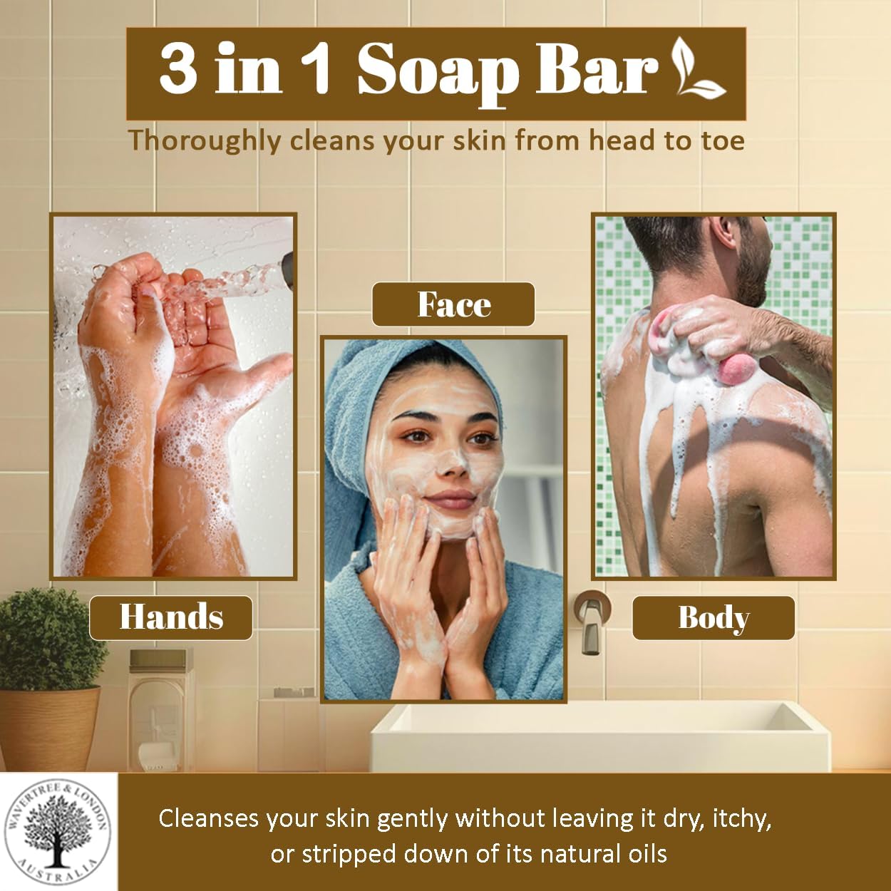 Wavertree & London Havana Scented Natural Soap Bar, 7oz Moisturizing French Triple Milled Soap Bar for Women & Men enriched with shea butter - Pure Bath & Body soap bar for All Skin Types