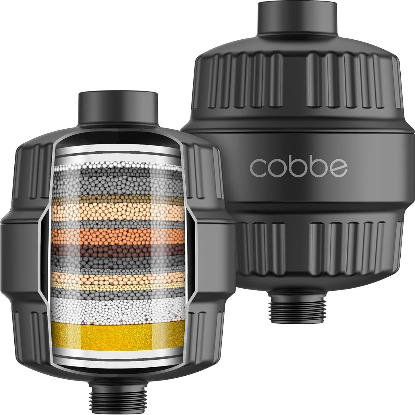 Cobbe HD HEAVY DUTY High Output Shower Filter 2 Pack – 99% REMOVAL Shower Head Filter for Hard Water, Heavy Metals, Chlorine and Harmful Substance, Improve your skin and hair - Black