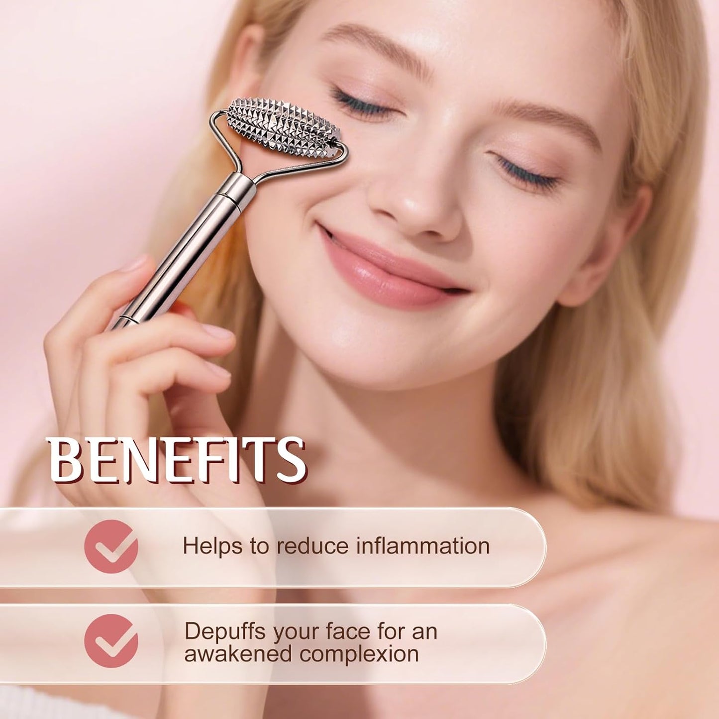 Gua Sha & Face Roller, Stainless Steel Gua Sha Facial Tools for Face, Eyes,Chin & Jawline Sculpting,Body Gua Sha Tools with Pouch