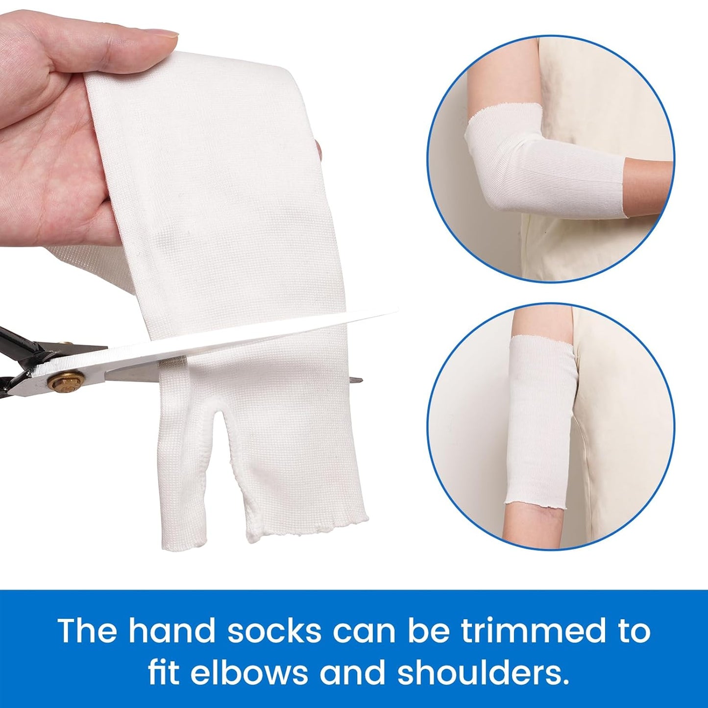 Velpeau Hand Socks for Splint (Pack of 10), Breathable, Thin Stockinette Tubing for Arm, Wrist Brace with Thumb Spica Liner, Cotton Gauze Sleeve, Under Cast Wrap, Arm Cover for Men and Women (White, Light Version, S)